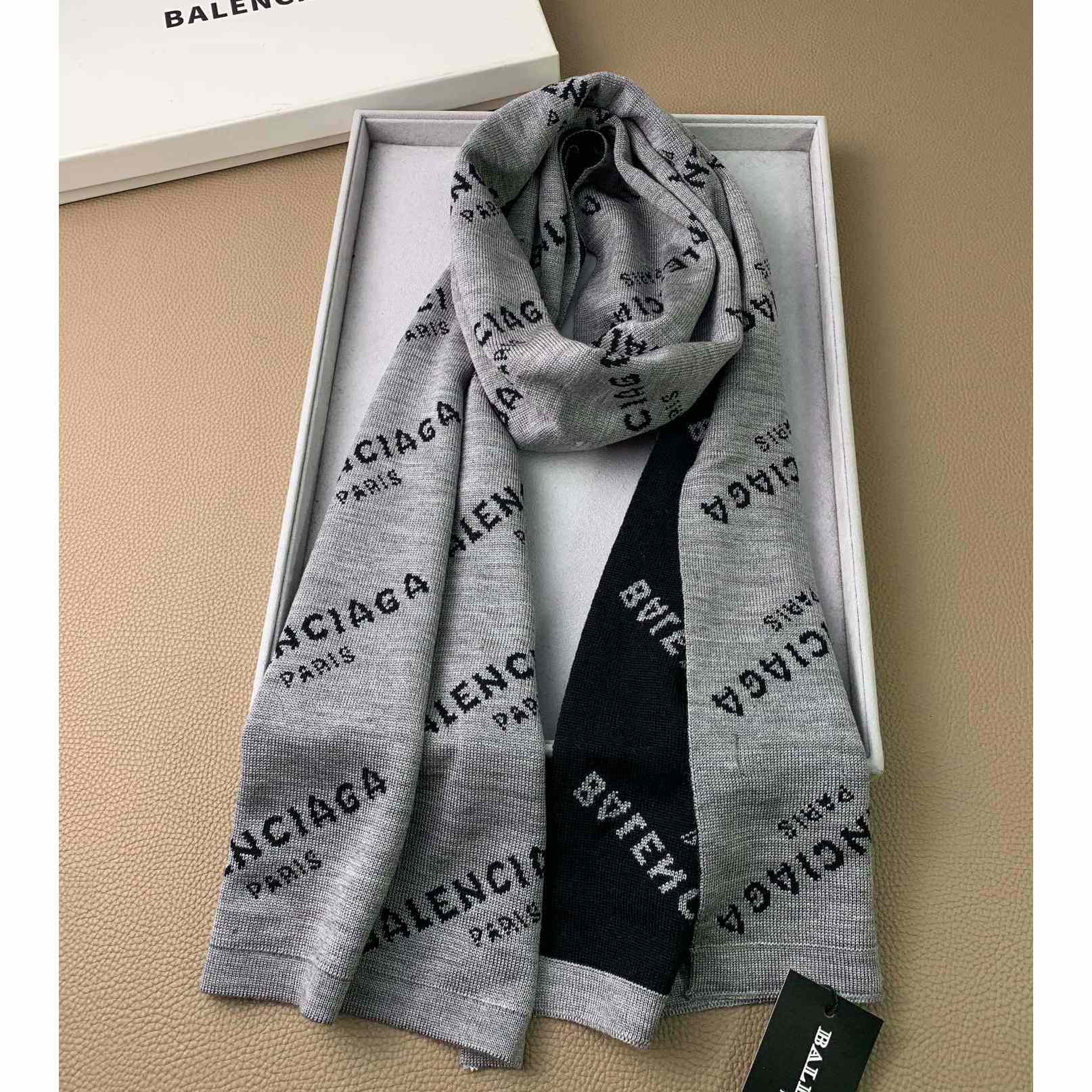 Balenciaga Allover Logo Scarf - FashionPlug