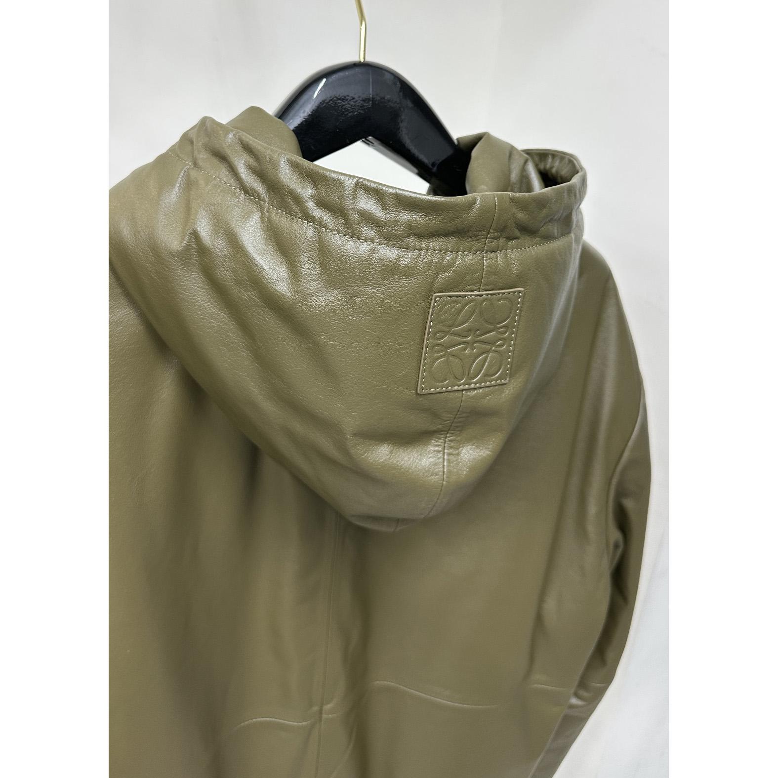 Loewe Zip-up Padded Hoodie In Nappa Lambskin - FashionPlug