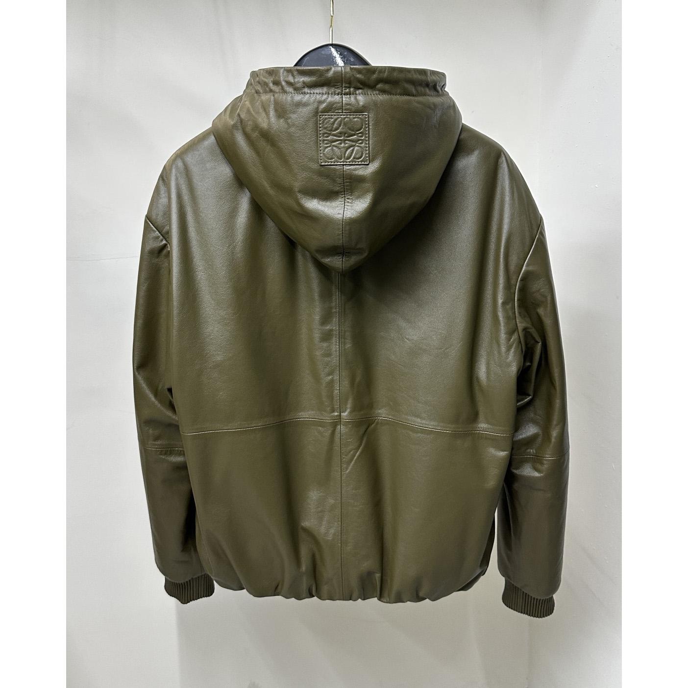 Loewe Zip-up Padded Hoodie In Nappa Lambskin - FashionPlug