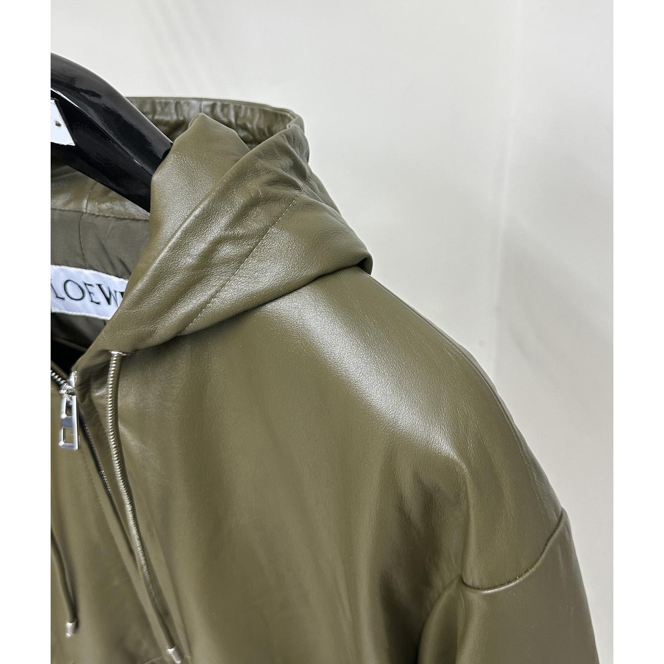 Loewe Zip-up Padded Hoodie In Nappa Lambskin - FashionPlug