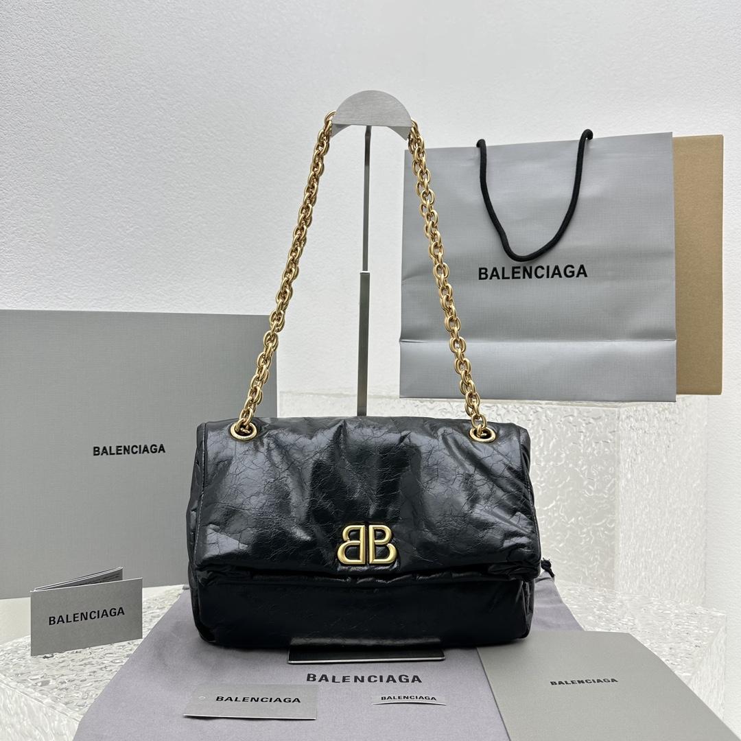 Balenciaga Monaco Small Chain Bag In Black - FashionPlug