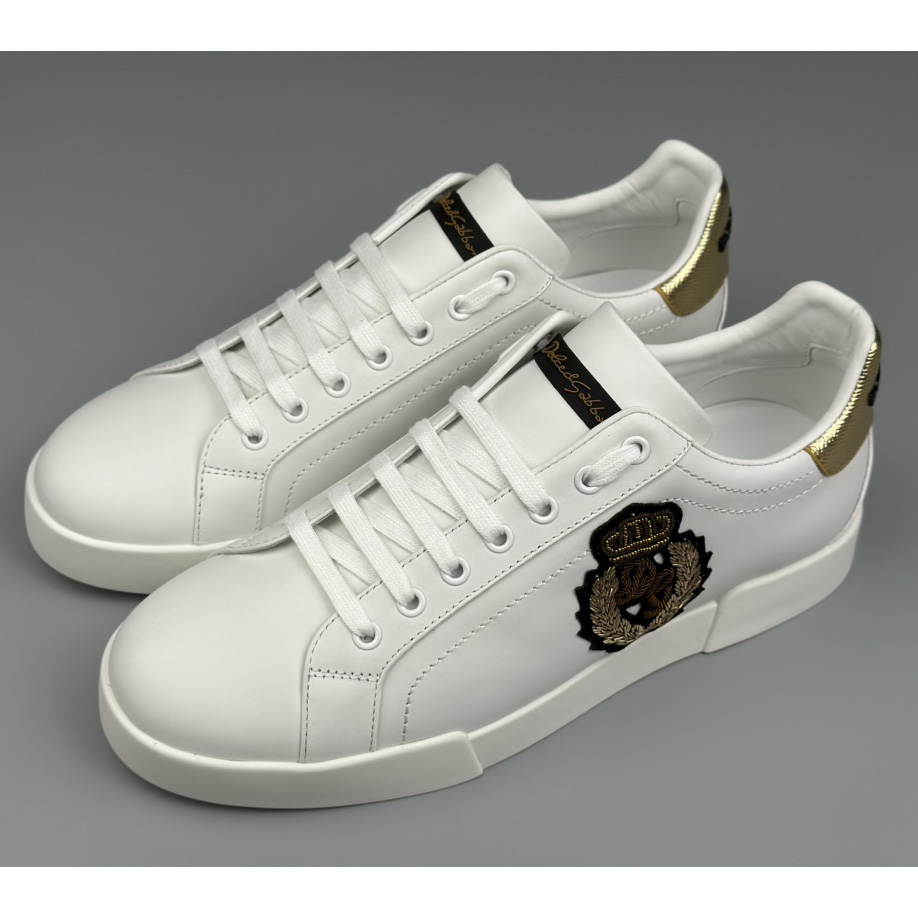 Dolce & Gabbana Calfskin Nappa Portofino Sneakers With Crown Patch - FashionPlug