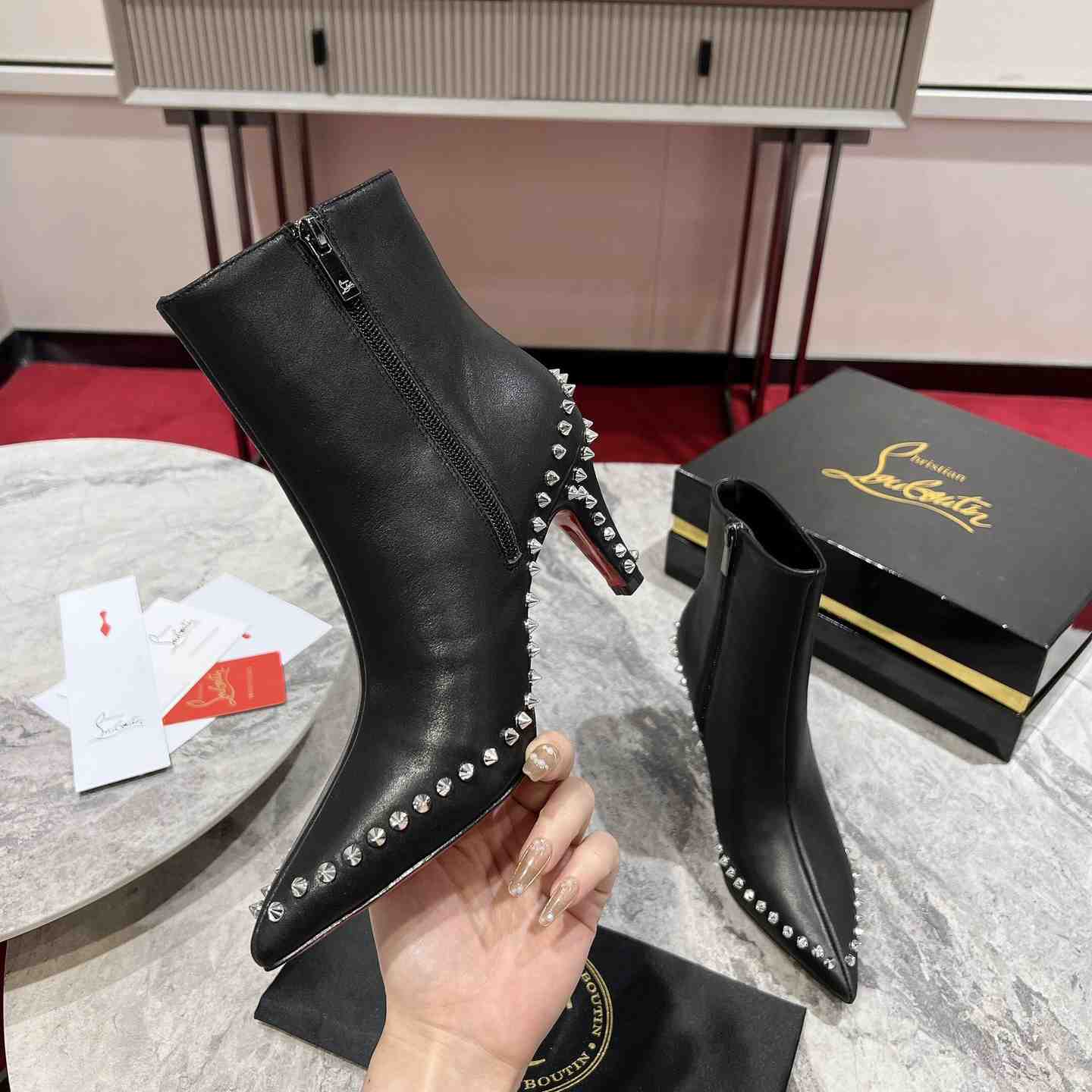 Christian Louboutin Vidura 85MM Leather Booties - FashionPlug