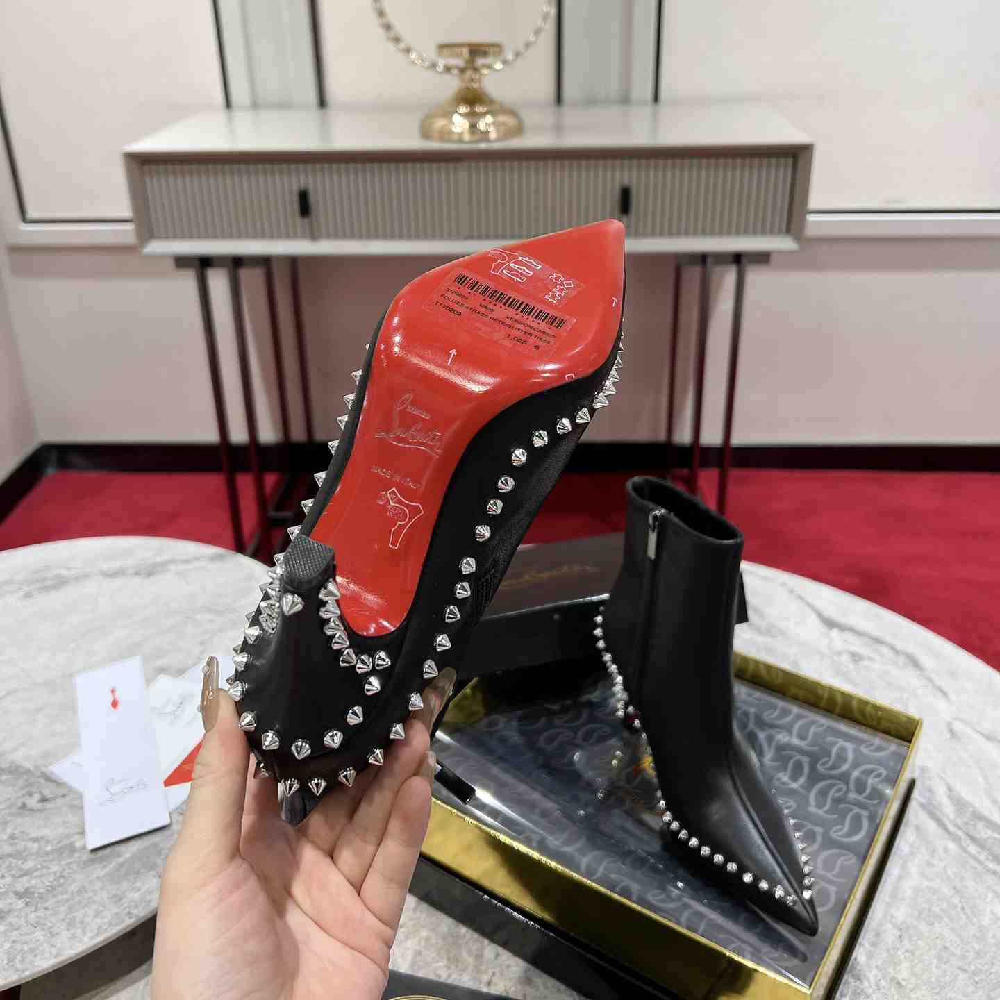 Christian Louboutin Vidura 85MM Leather Booties - FashionPlug