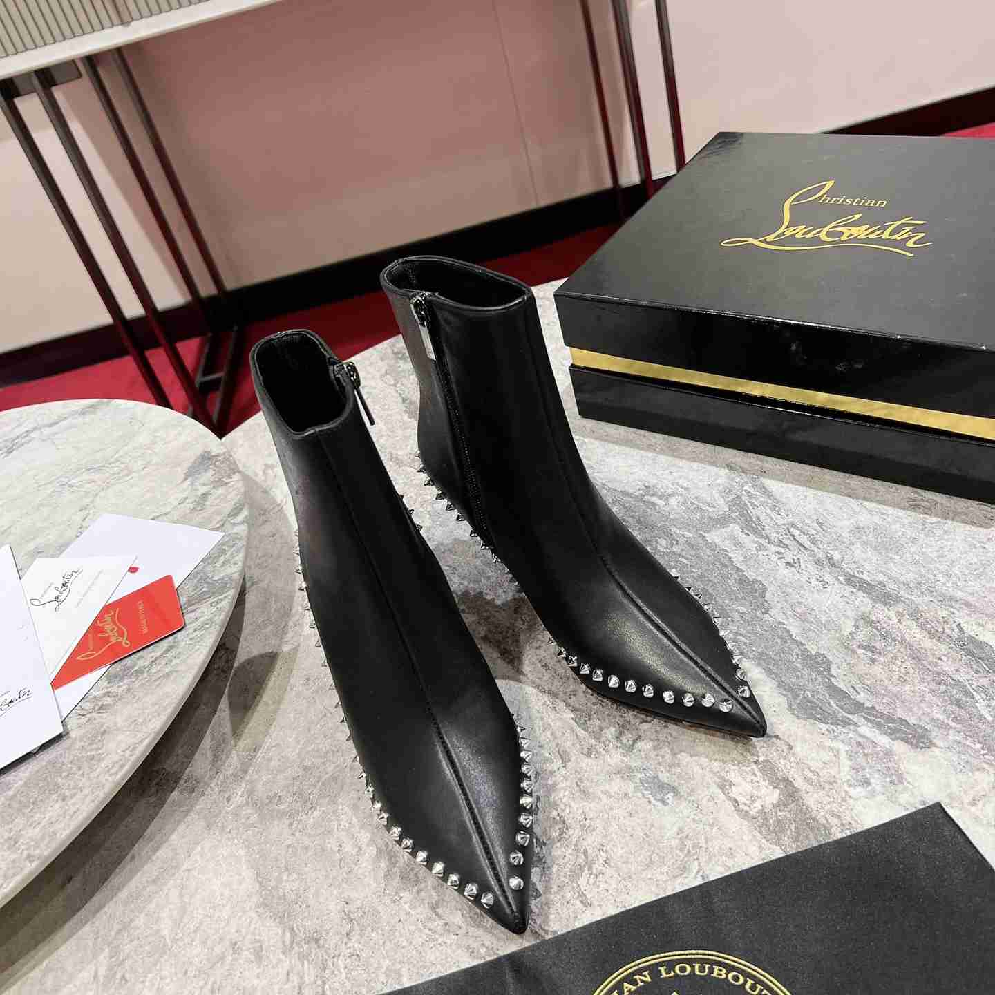Christian Louboutin Vidura 85MM Leather Booties - FashionPlug