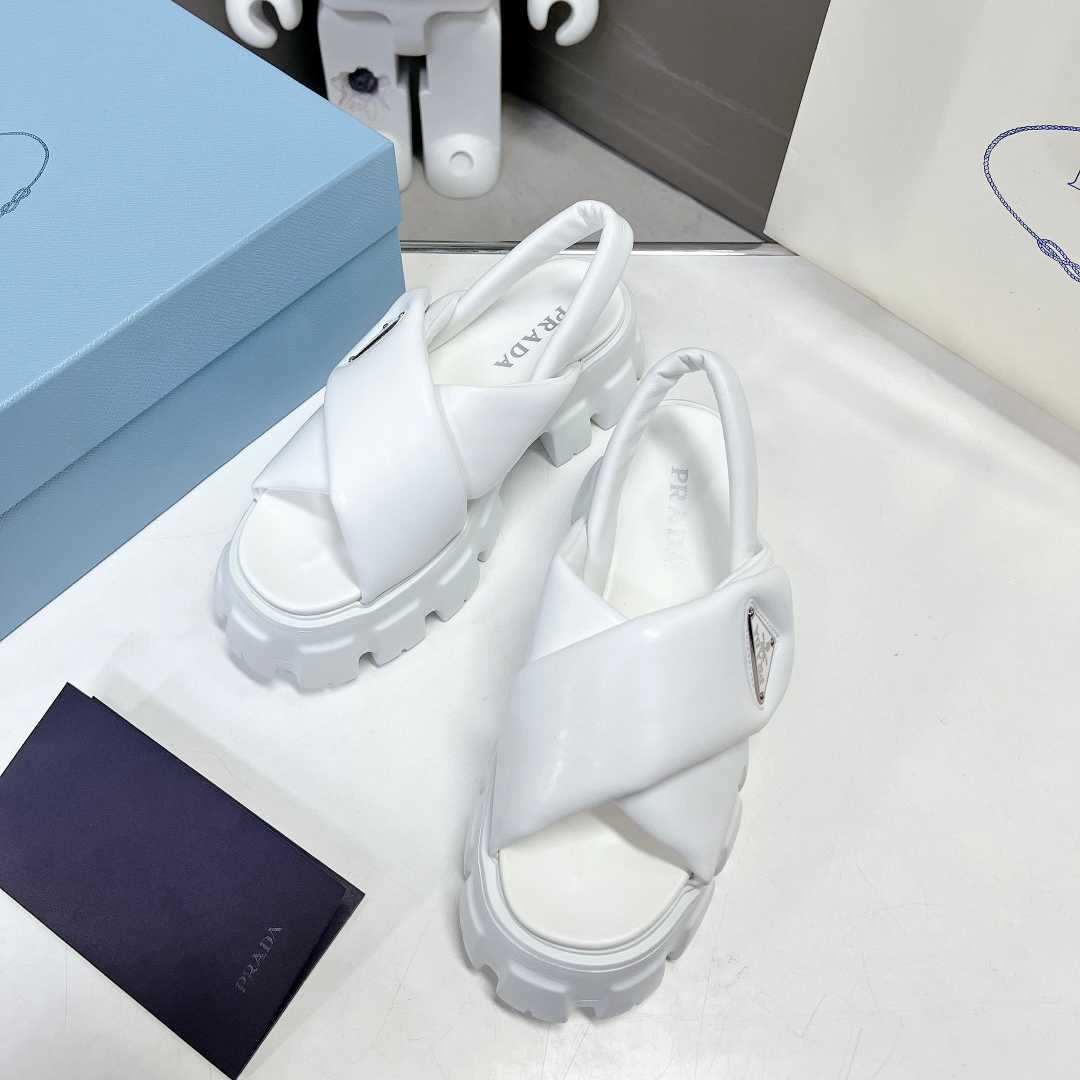 Prada Monolith 55mm Nappa Leather Sandals - FashionPlug