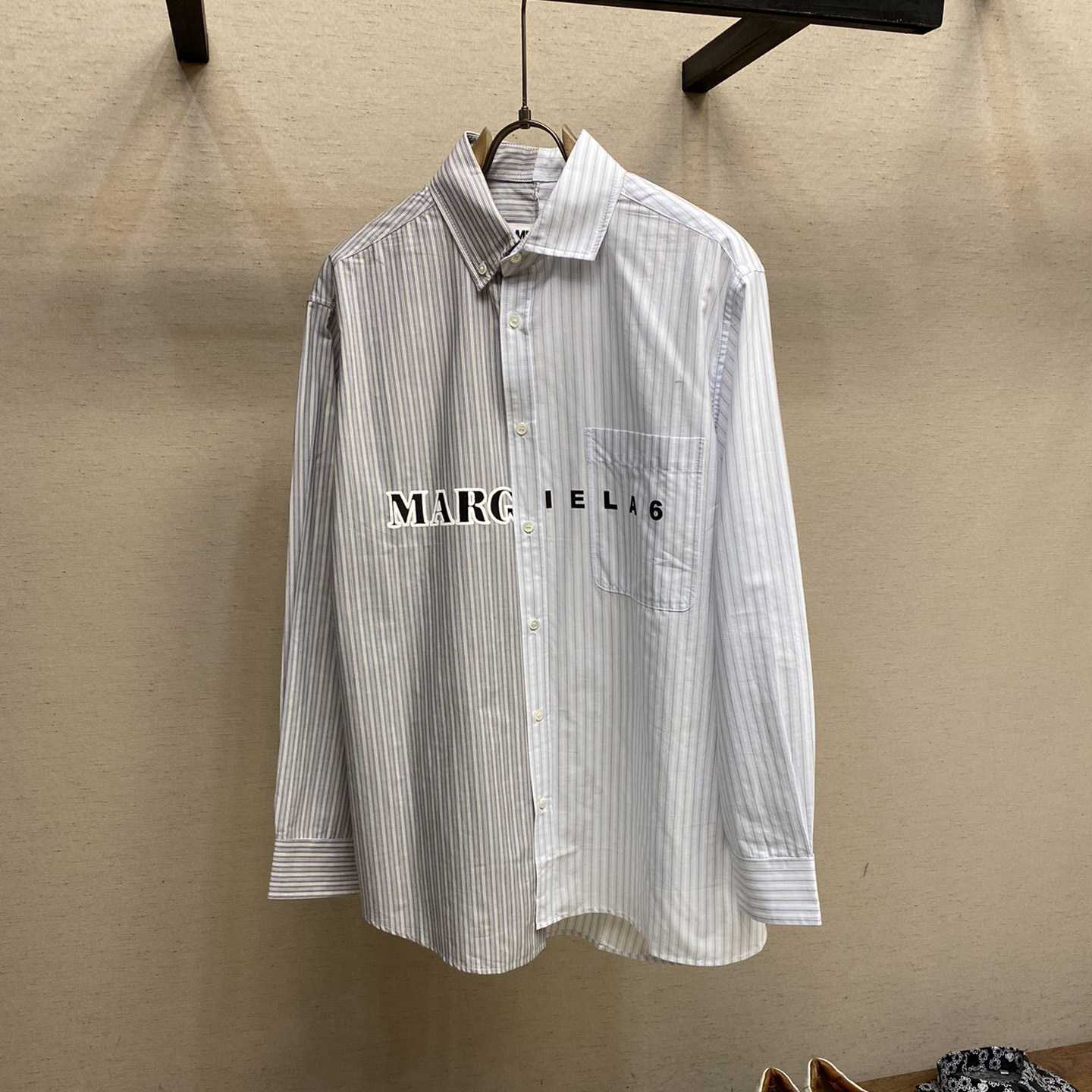 Maison Margiela Logo-print Asymmetric Shirt - FashionPlug