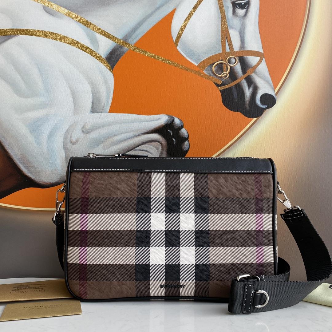 Burberry Check E-Canvas Messenger Bag  (28x 6x 19cm) - FashionPlug