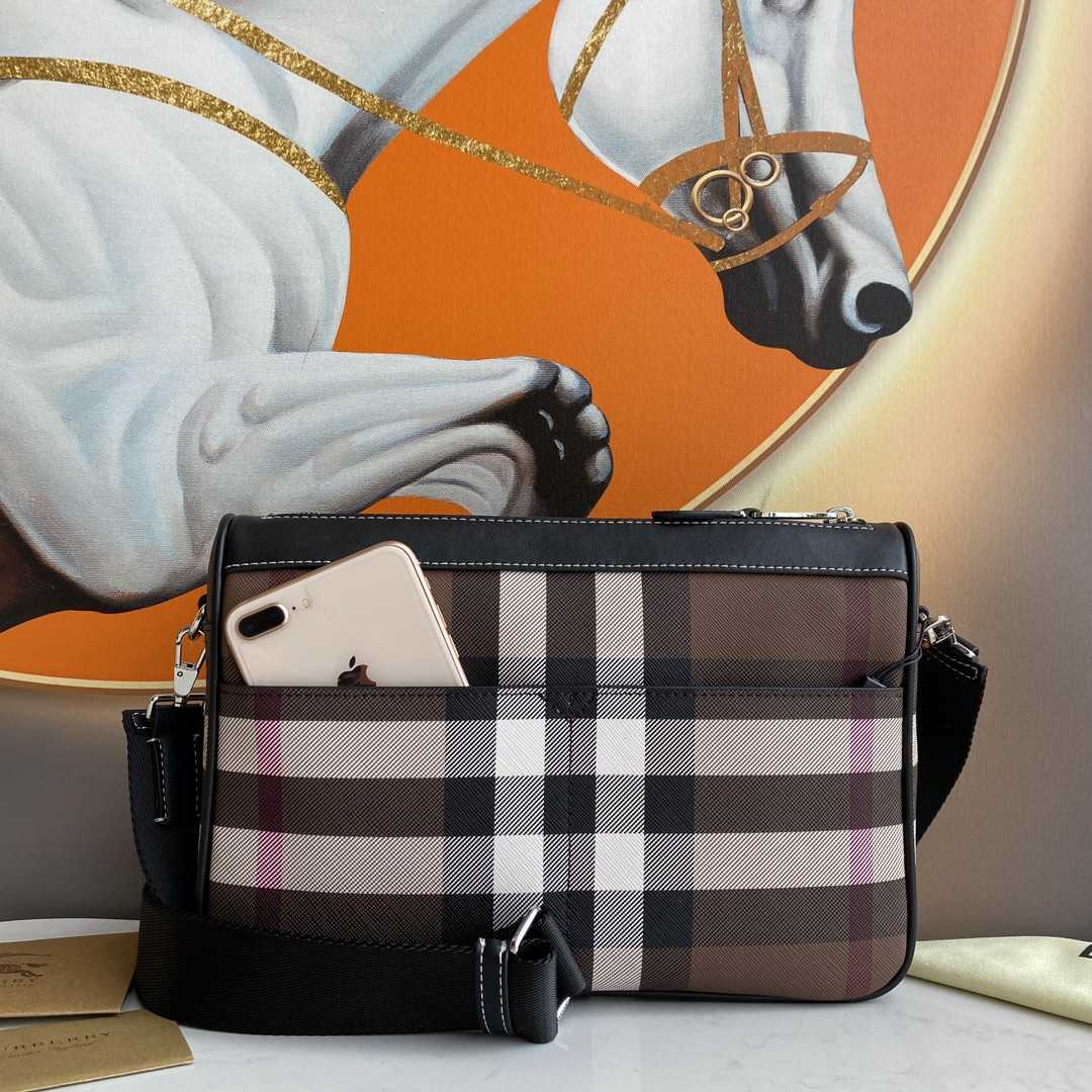 Burberry Check E-Canvas Messenger Bag  (28x 6x 19cm) - FashionPlug