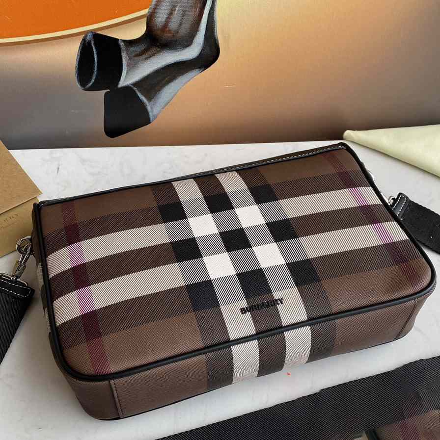 Burberry Check E-Canvas Messenger Bag  (28x 6x 19cm) - FashionPlug