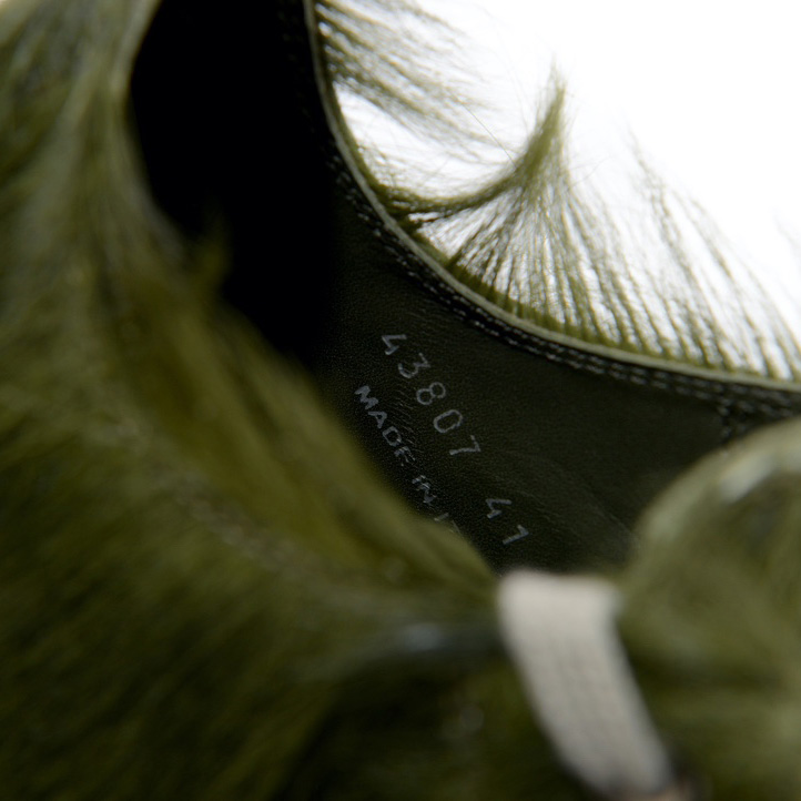 Rick Owens Green Pony Hair Low Sneakers - FashionPlug