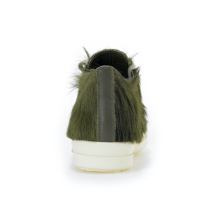 Rick Owens Green Pony Hair Low Sneakers - FashionPlug