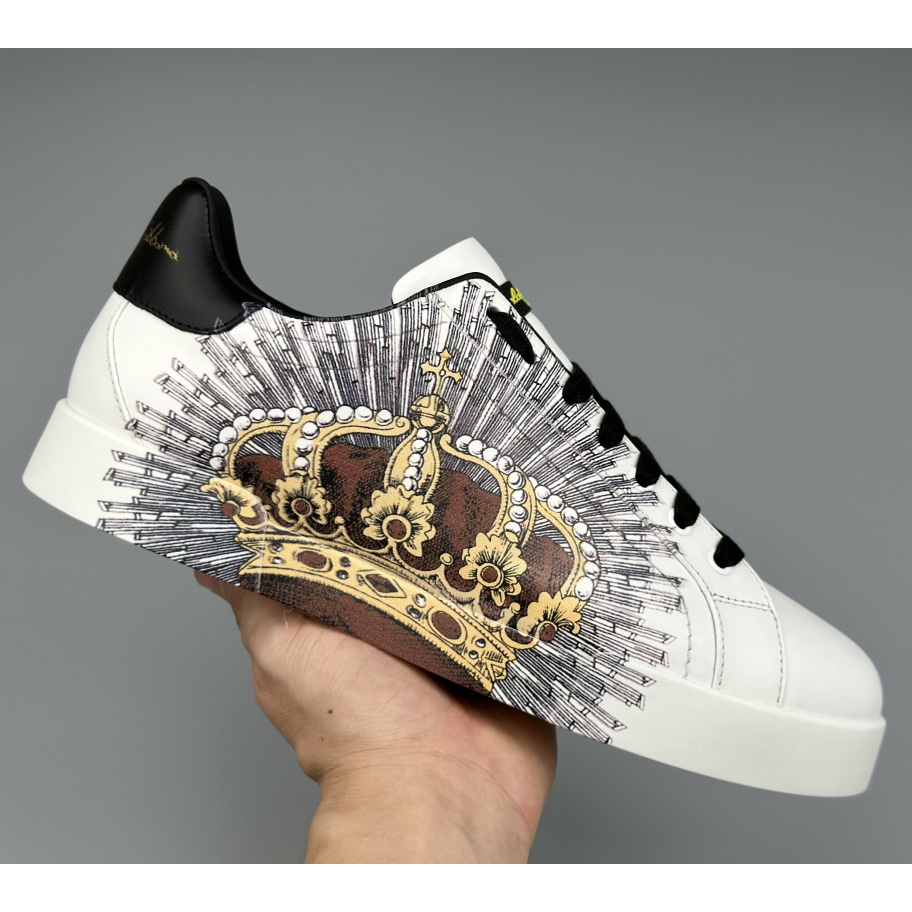 Dolce & Gabbana White Portofino Crown Sneakers - FashionPlug