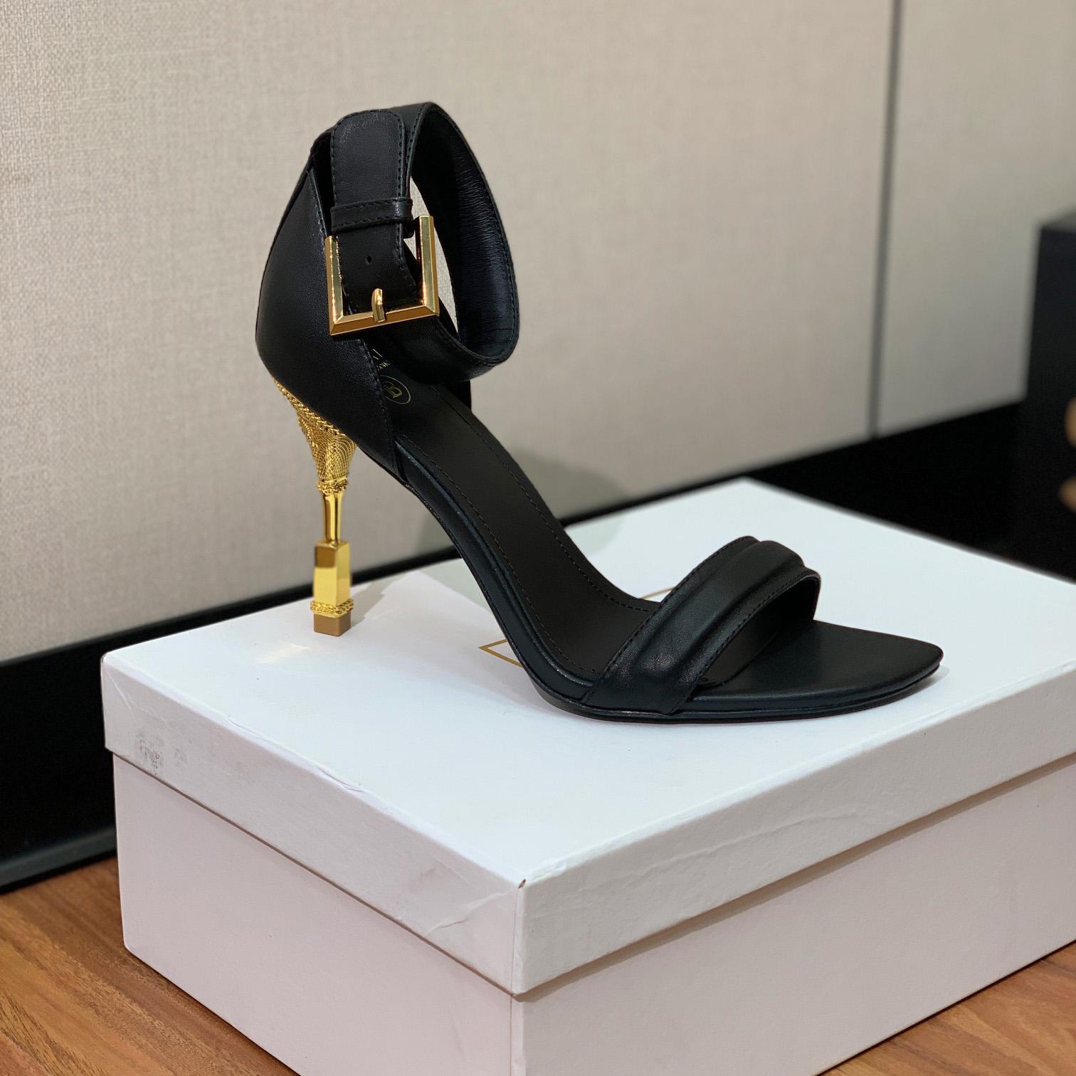 Balmain Moneta 105mm Leather Sandals - FashionPlug