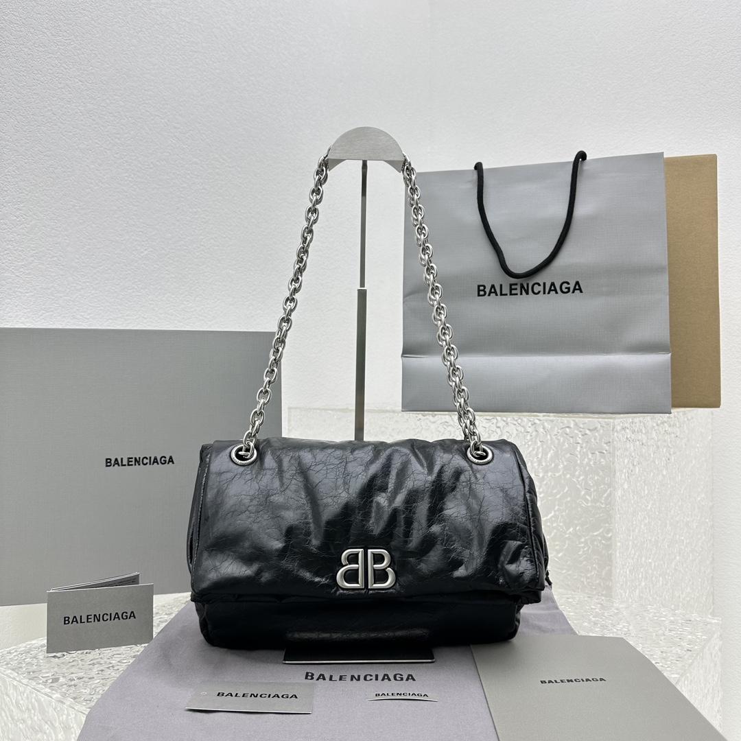 Balenciaga Monaco Small Chain Bag In Black - FashionPlug