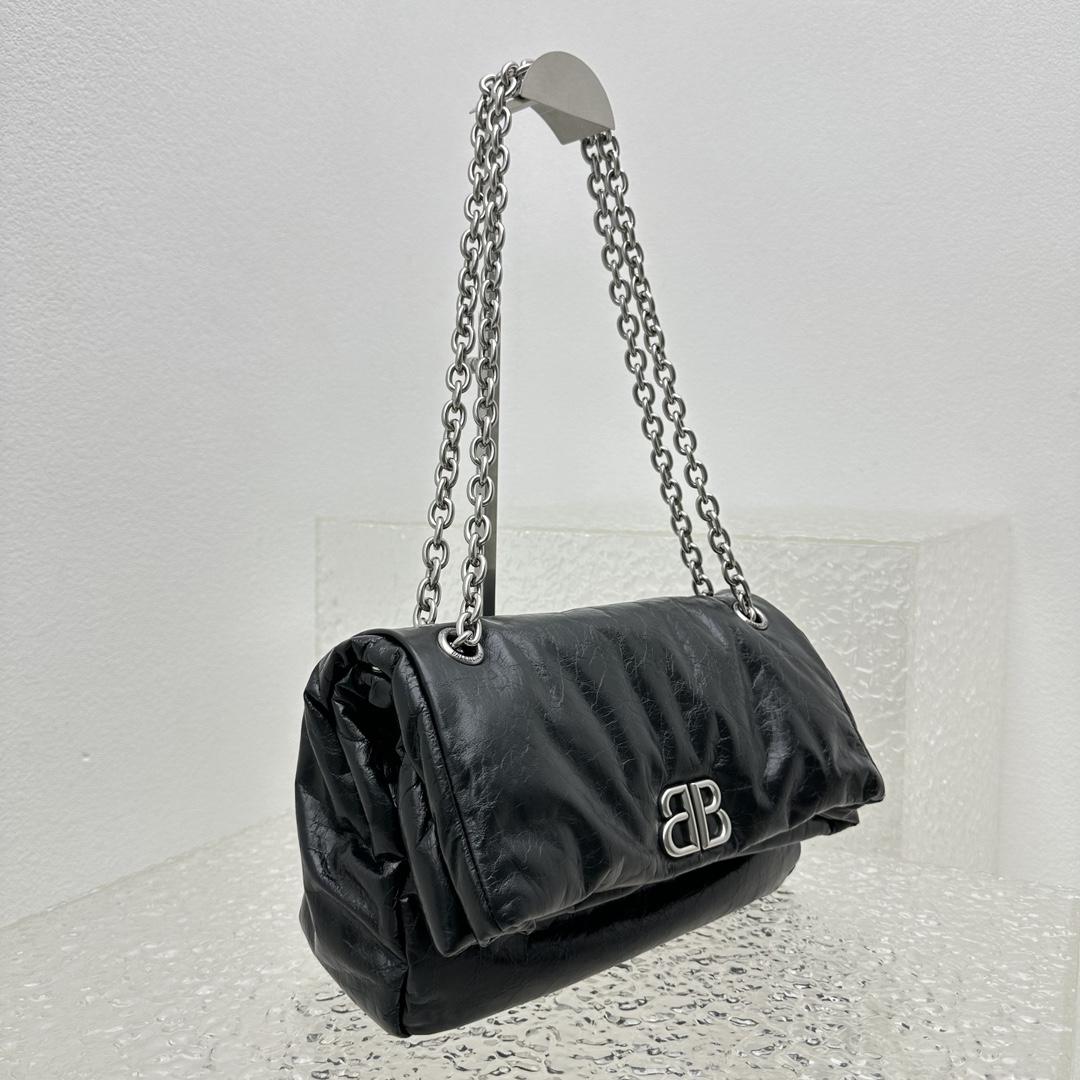 Balenciaga Monaco Small Chain Bag In Black - FashionPlug