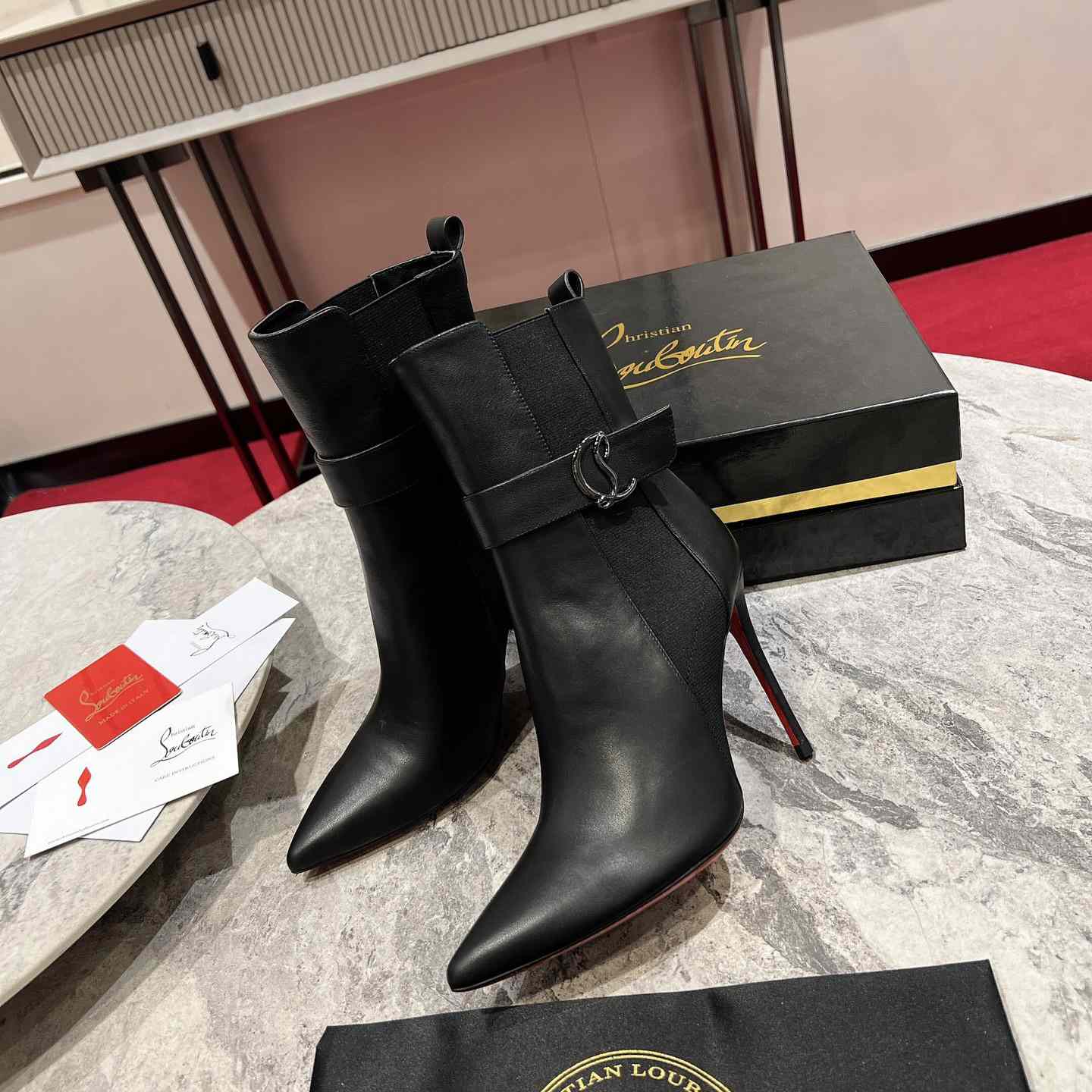 Christian Louboutin Black Cl Chelsea Booty 100 - FashionPlug