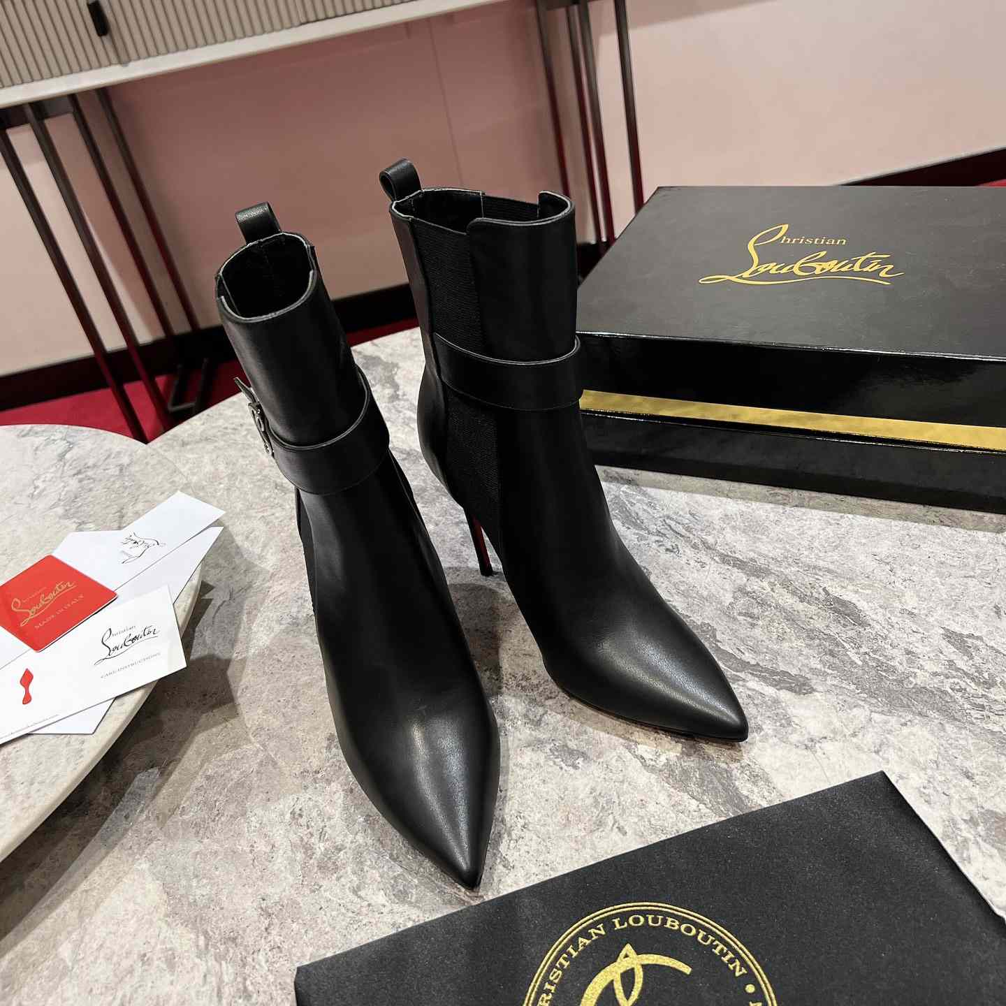 Christian Louboutin Black Cl Chelsea Booty 100 - FashionPlug