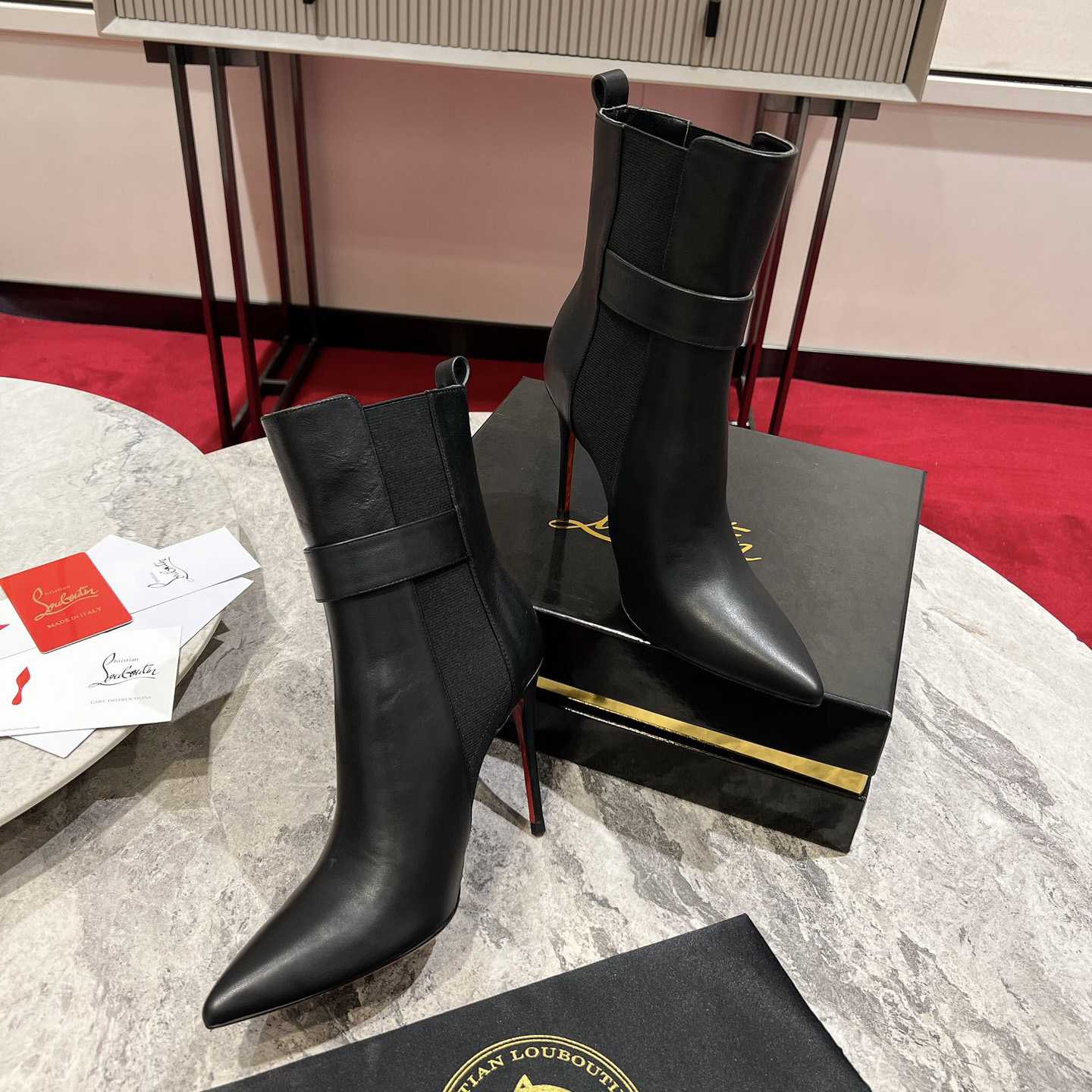 Christian Louboutin Black Cl Chelsea Booty 100 - FashionPlug