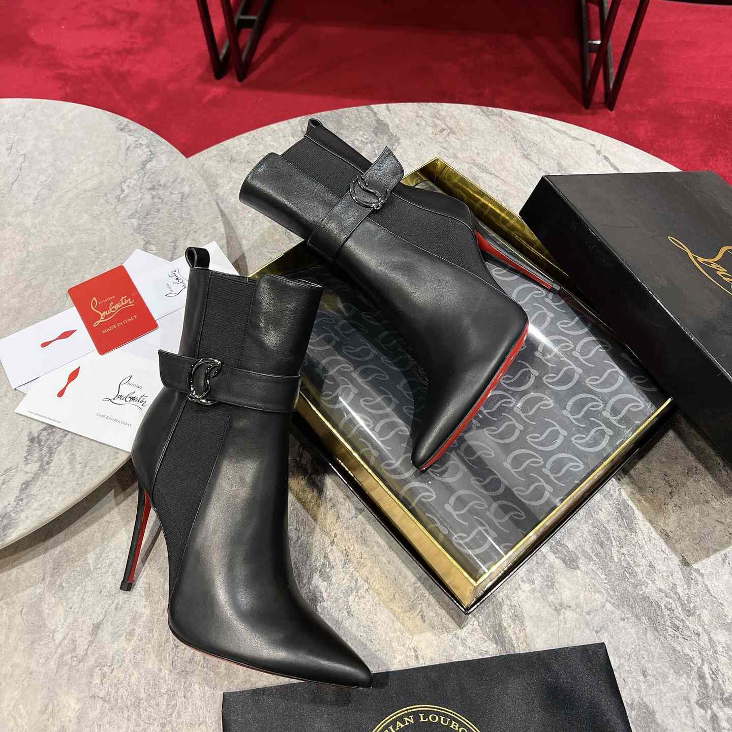 Christian Louboutin Black Cl Chelsea Booty 100 - FashionPlug