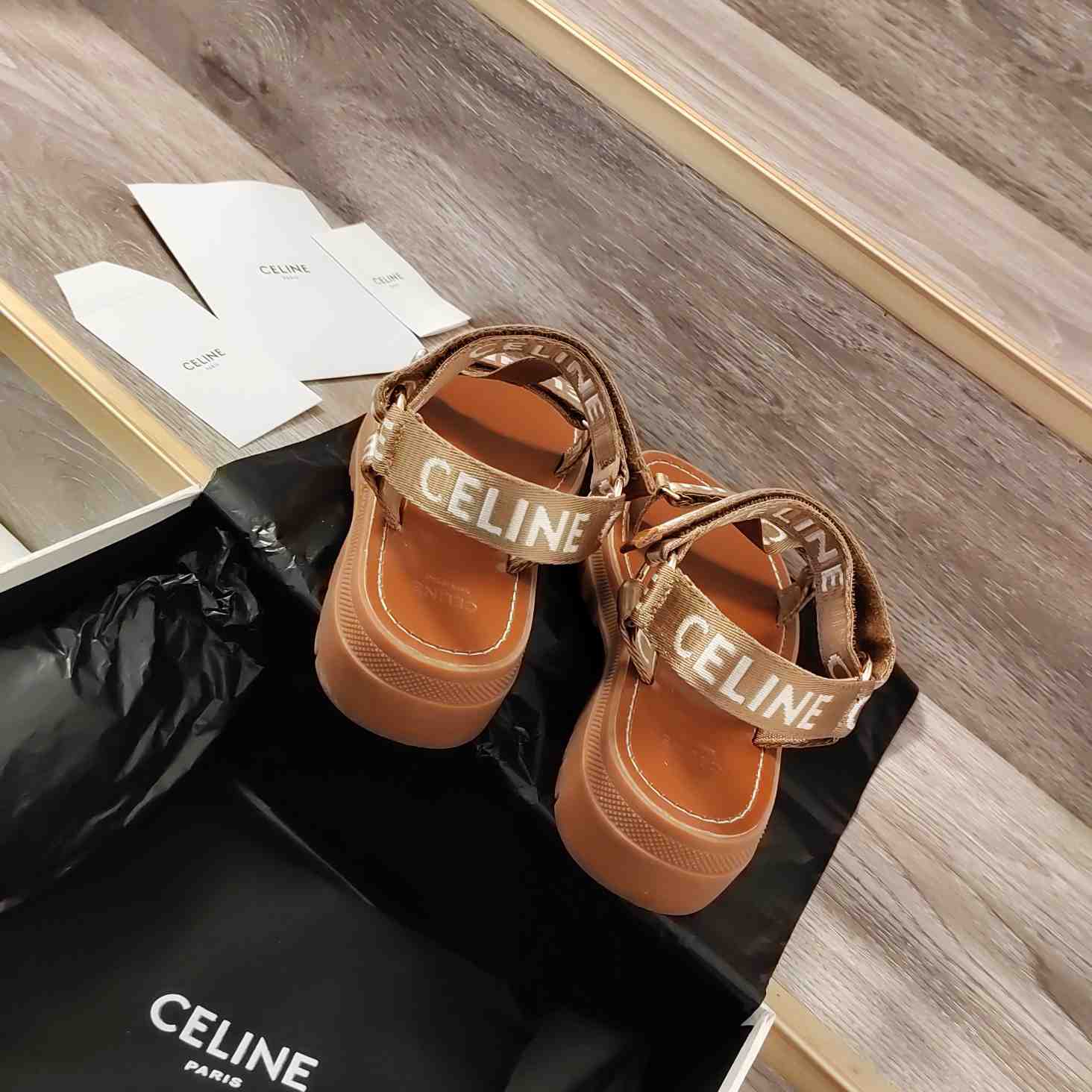 Celine Leo Strappy Sandal In Wool With ''Celine'' Jacquard - FashionPlug