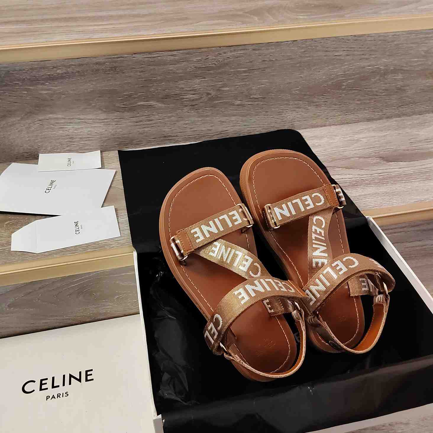 Celine Leo Strappy Sandal In Wool With ''Celine'' Jacquard - FashionPlug