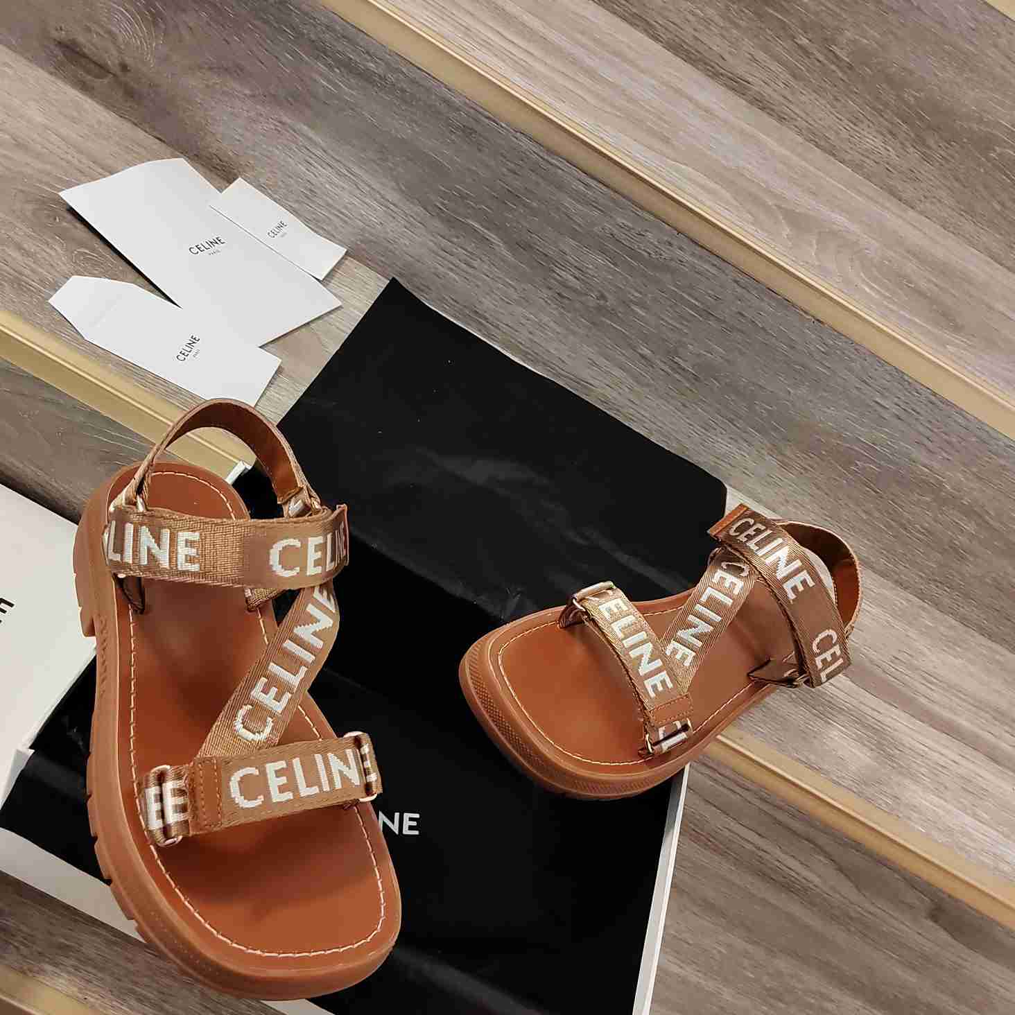 Celine Leo Strappy Sandal In Wool With ''Celine'' Jacquard - FashionPlug