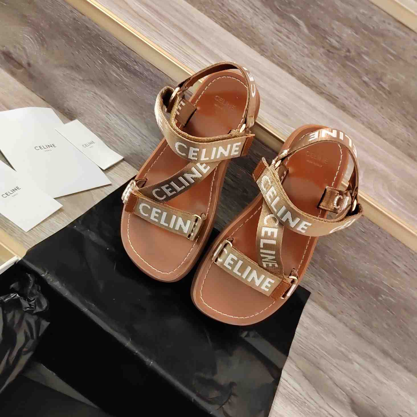 Celine Leo Strappy Sandal In Wool With ''Celine'' Jacquard - FashionPlug
