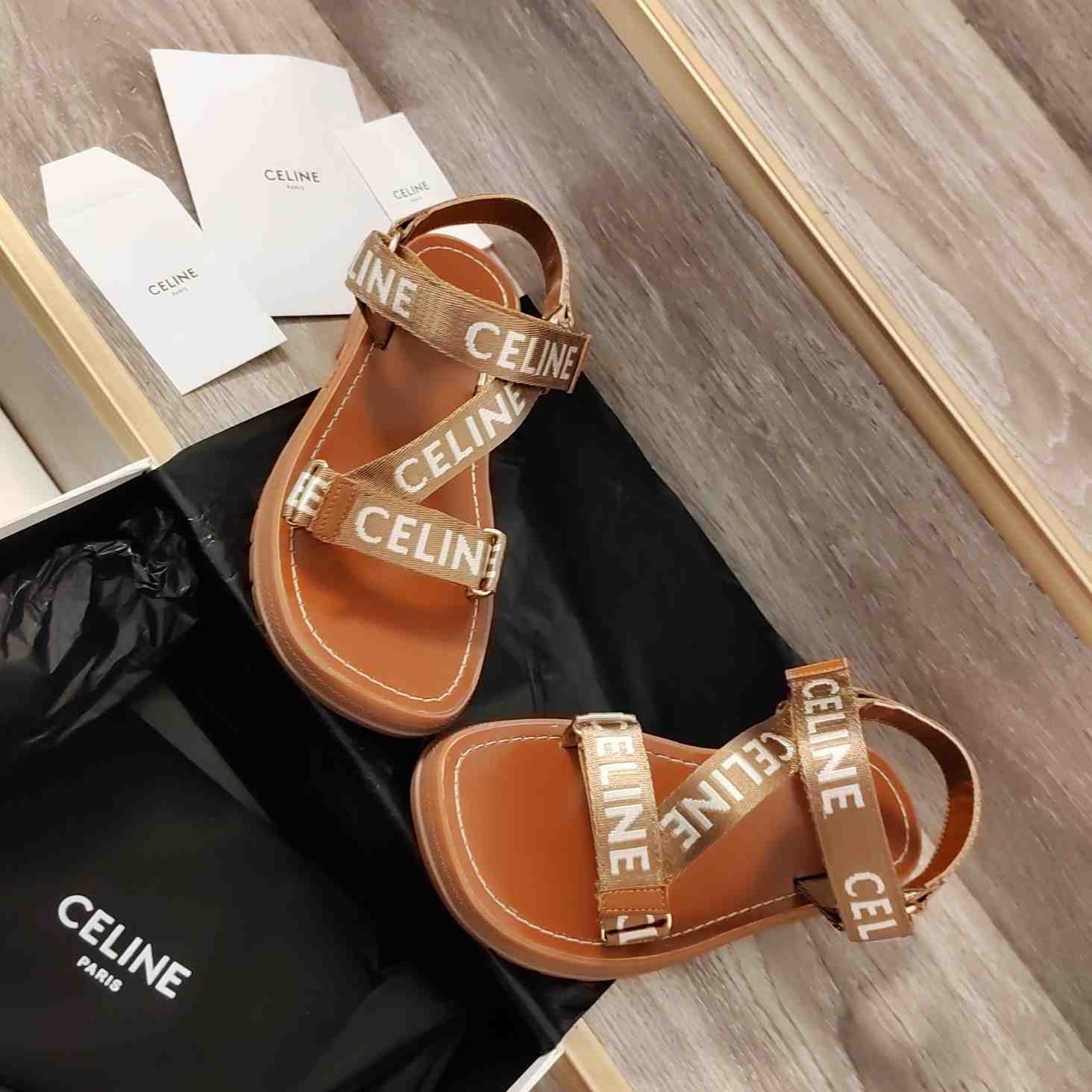 Celine Leo Strappy Sandal In Wool With ''Celine'' Jacquard - FashionPlug