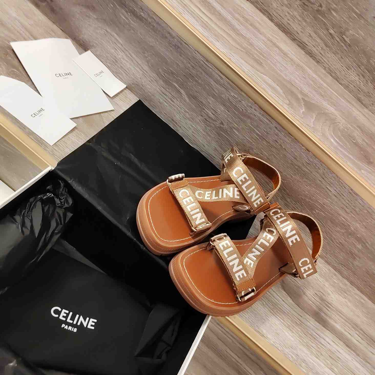 Celine Leo Strappy Sandal In Wool With ''Celine'' Jacquard - FashionPlug