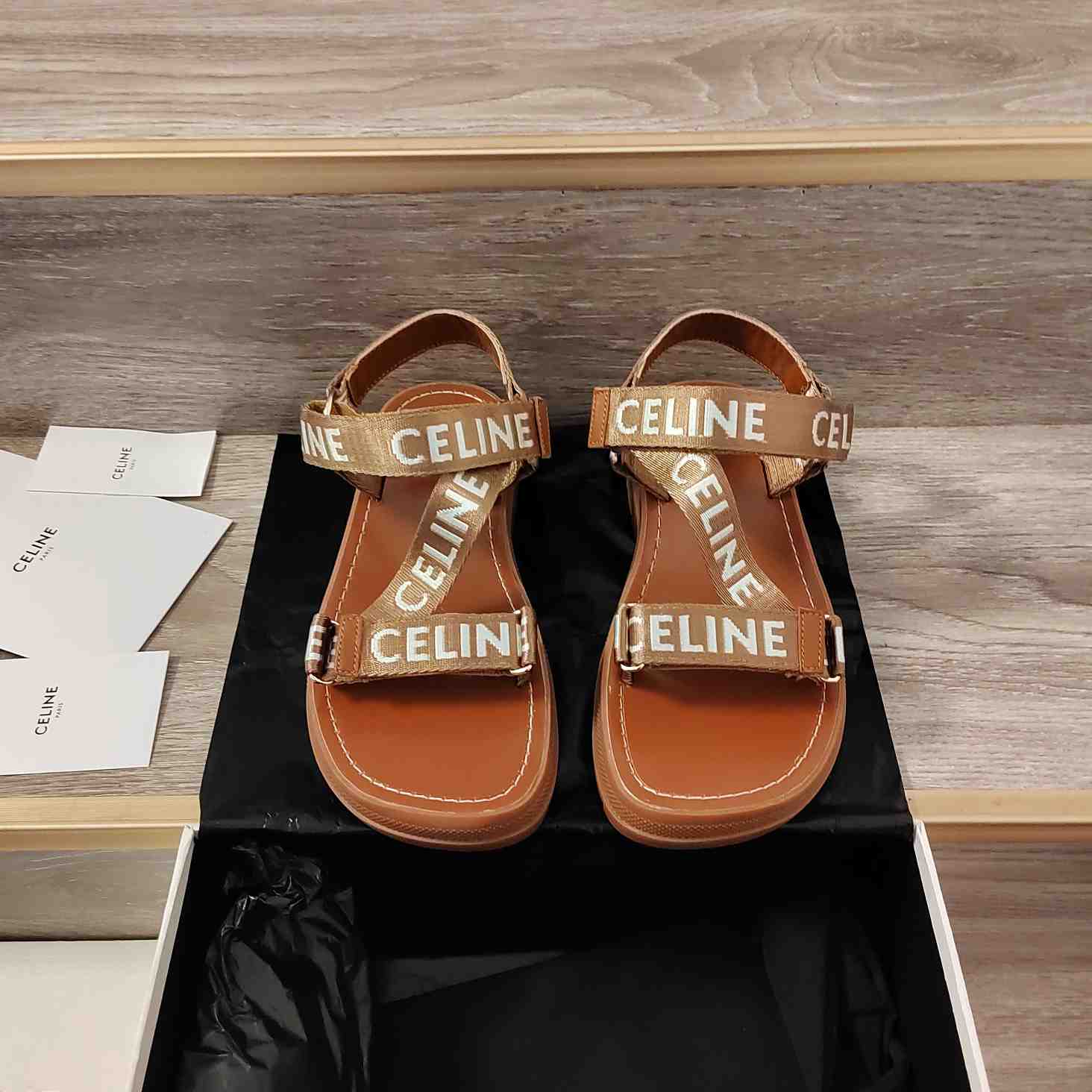Celine Leo Strappy Sandal In Wool With ''Celine'' Jacquard - FashionPlug