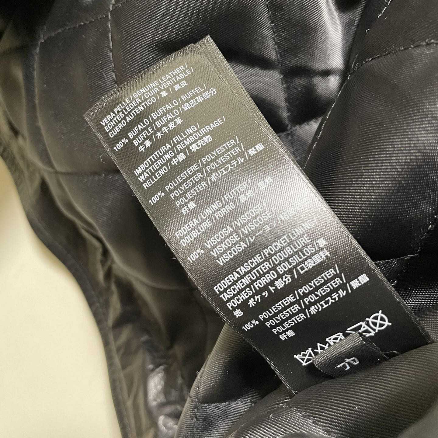 Balenciaga Contrast Logo Leather Moto Jacket - FashionPlug