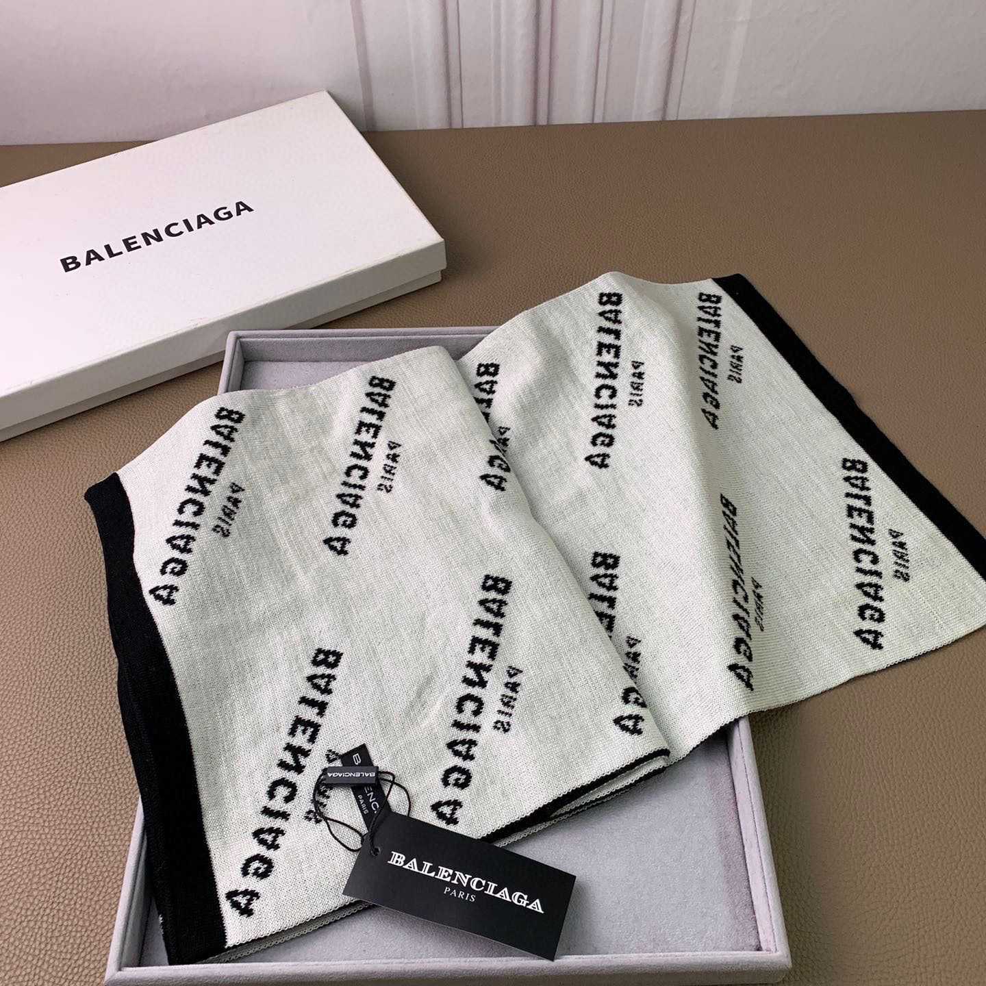 Balenciaga Allover Logo Scarf - FashionPlug