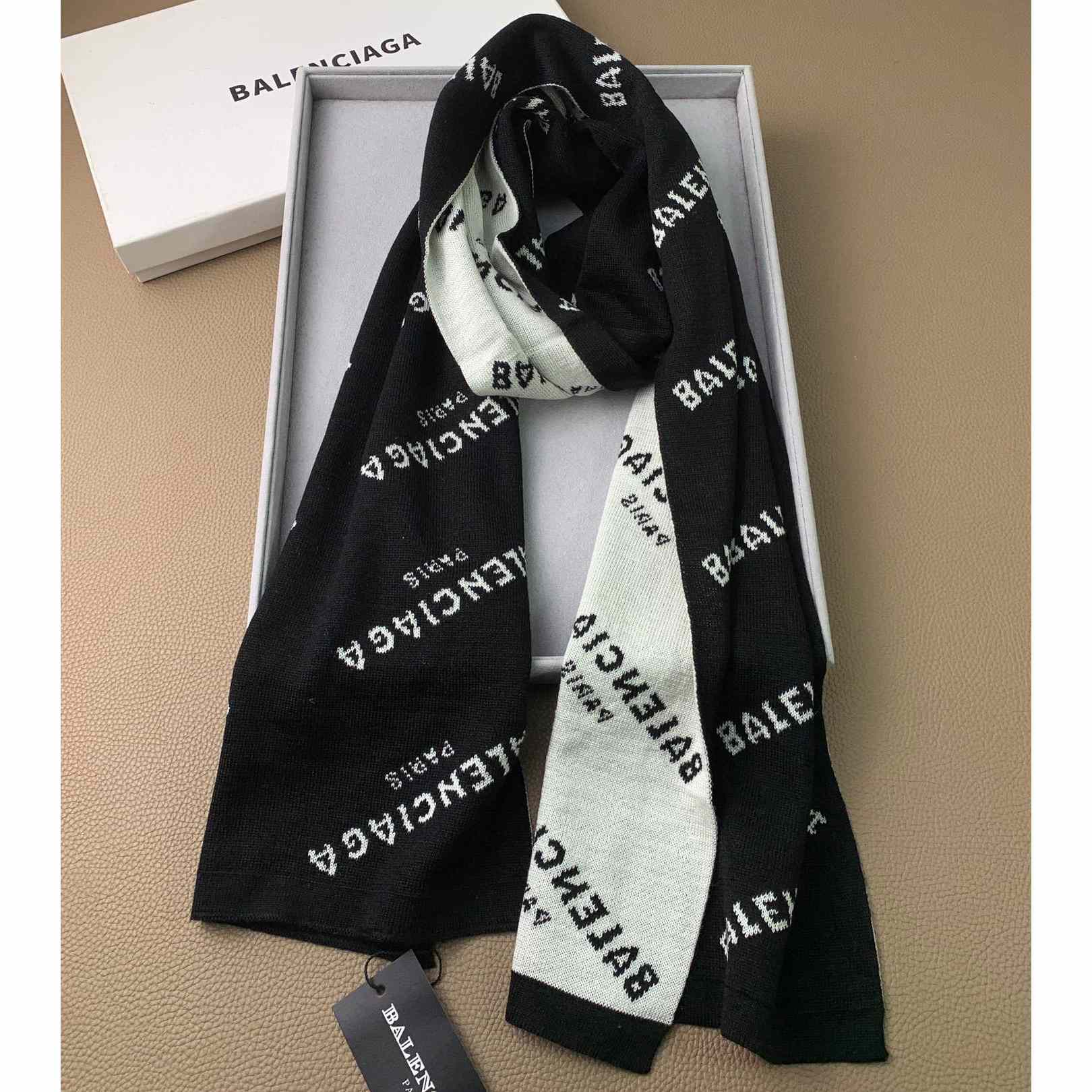 Balenciaga Allover Logo Scarf - FashionPlug