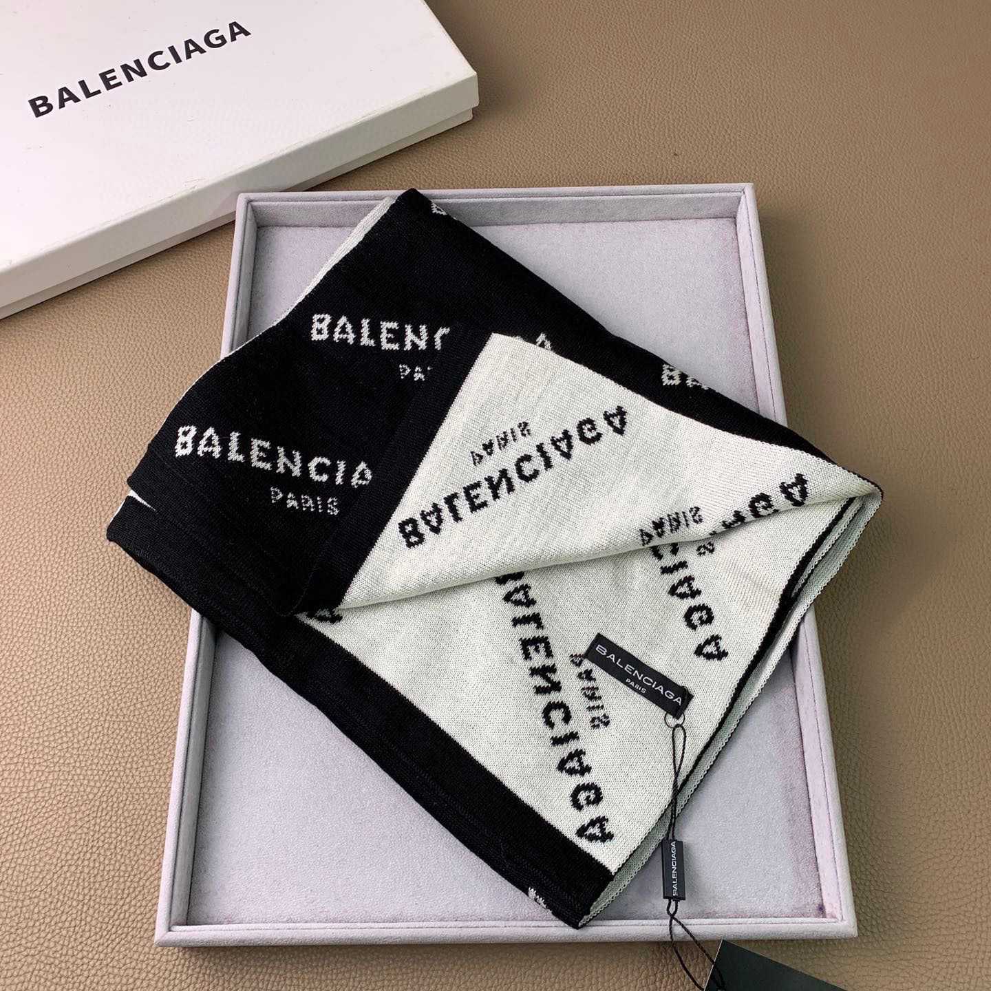 Balenciaga Allover Logo Scarf - FashionPlug