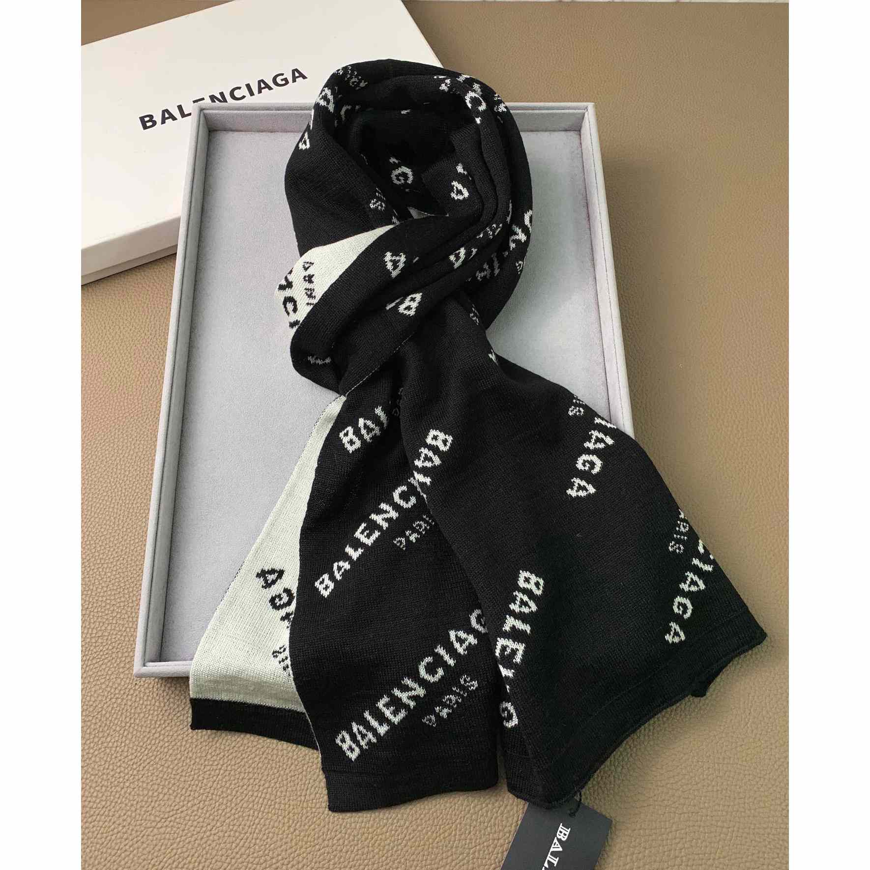 Balenciaga Allover Logo Scarf - FashionPlug