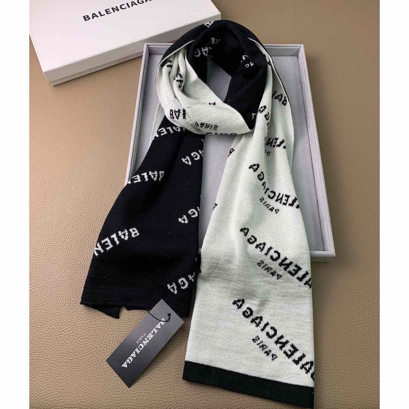 Balenciaga Allover Logo Scarf - FashionPlug