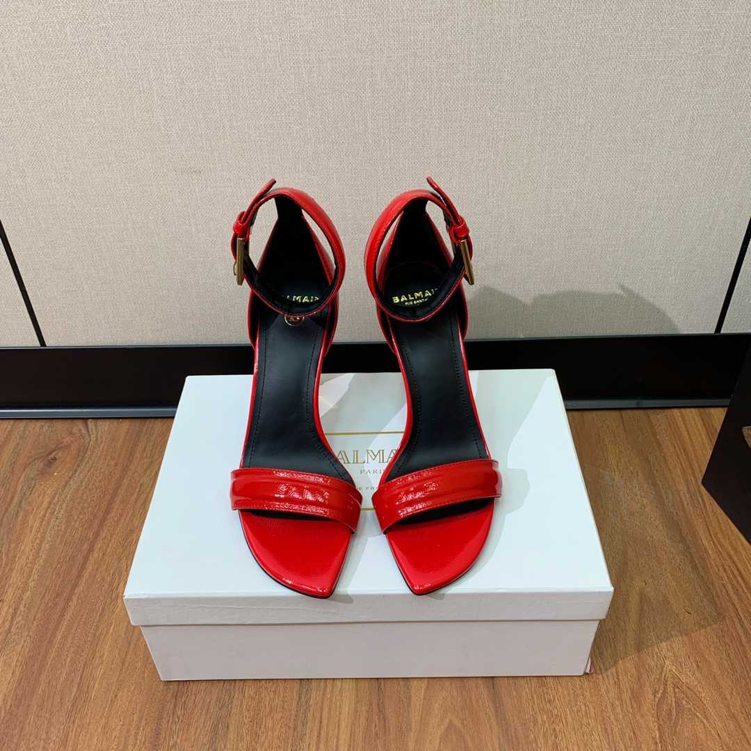 Balmain Moneta Patent Leather Sandals - FashionPlug
