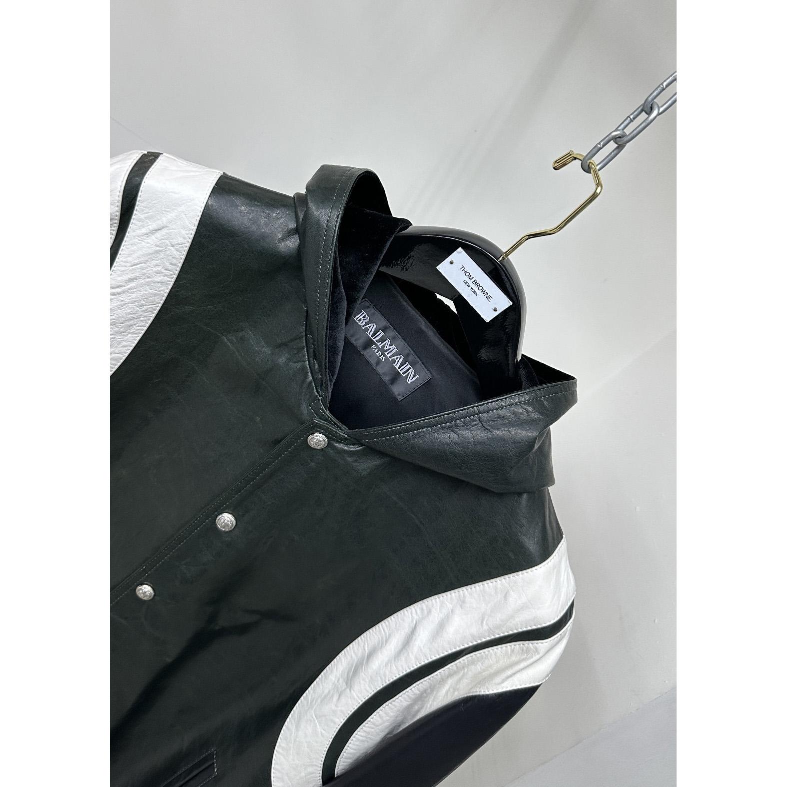 Balmain Colour-block Hooded Bomber Jacket - FashionPlug