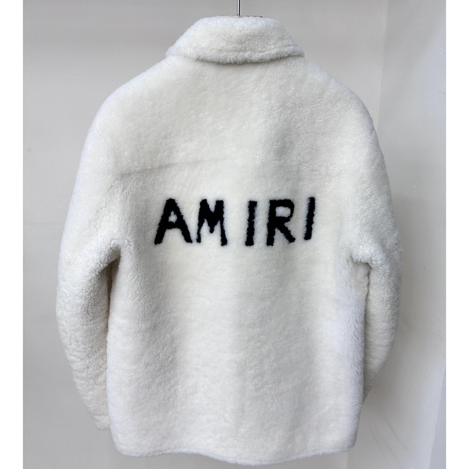 Amiri Logo-print Shearling Jacket - FashionPlug