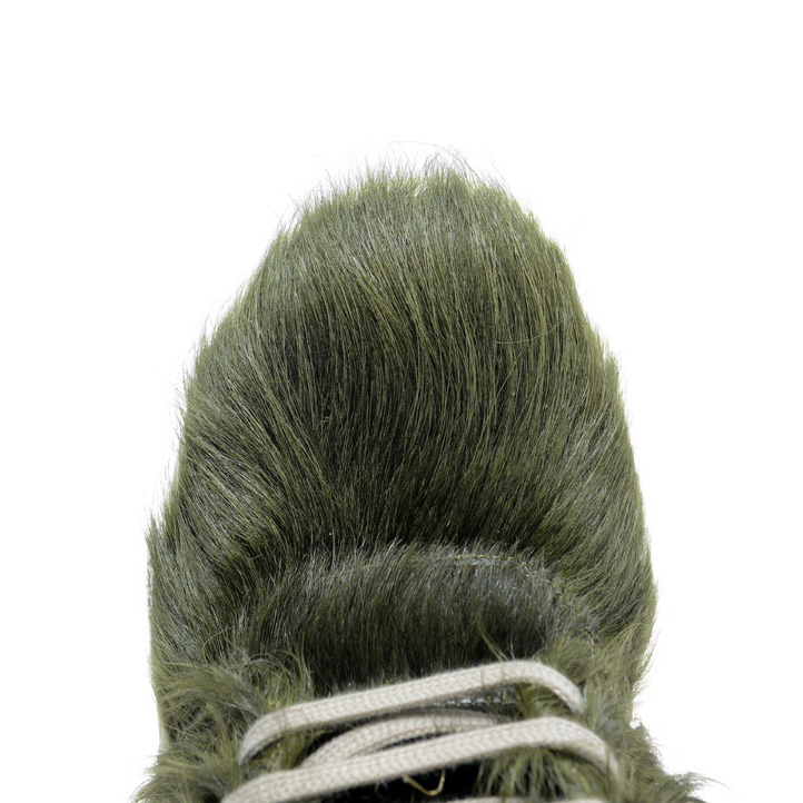 Rick Owens Green Pony Hair High Sneakers - FashionPlug