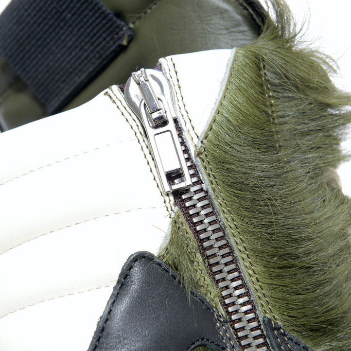 Rick Owens Green Pony Hair High Sneakers - FashionPlug