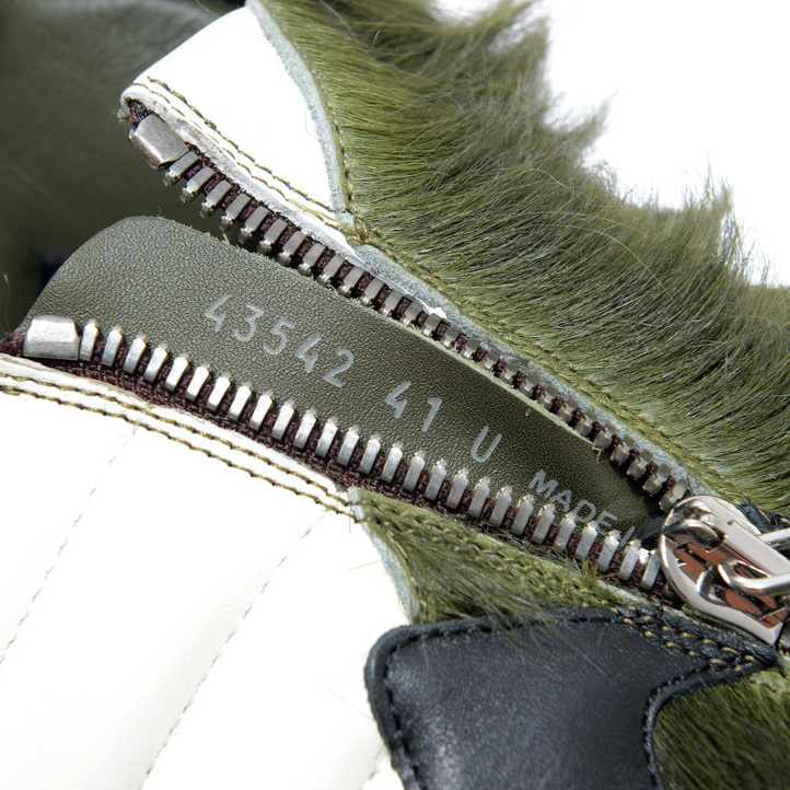 Rick Owens Green Pony Hair High Sneakers - FashionPlug