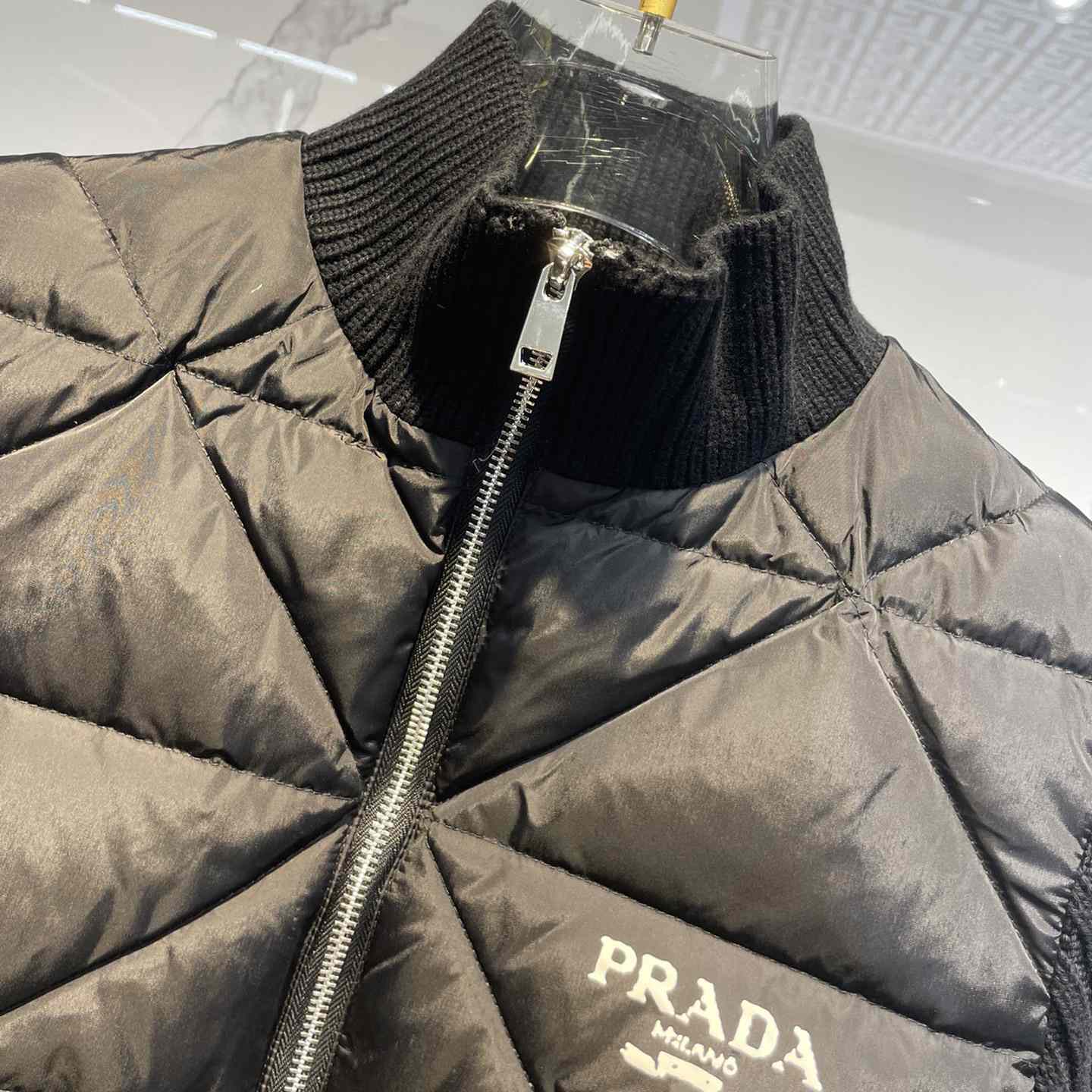 Prada Quilted Re-Nylon And Cashmere Jacket - FashionPlug