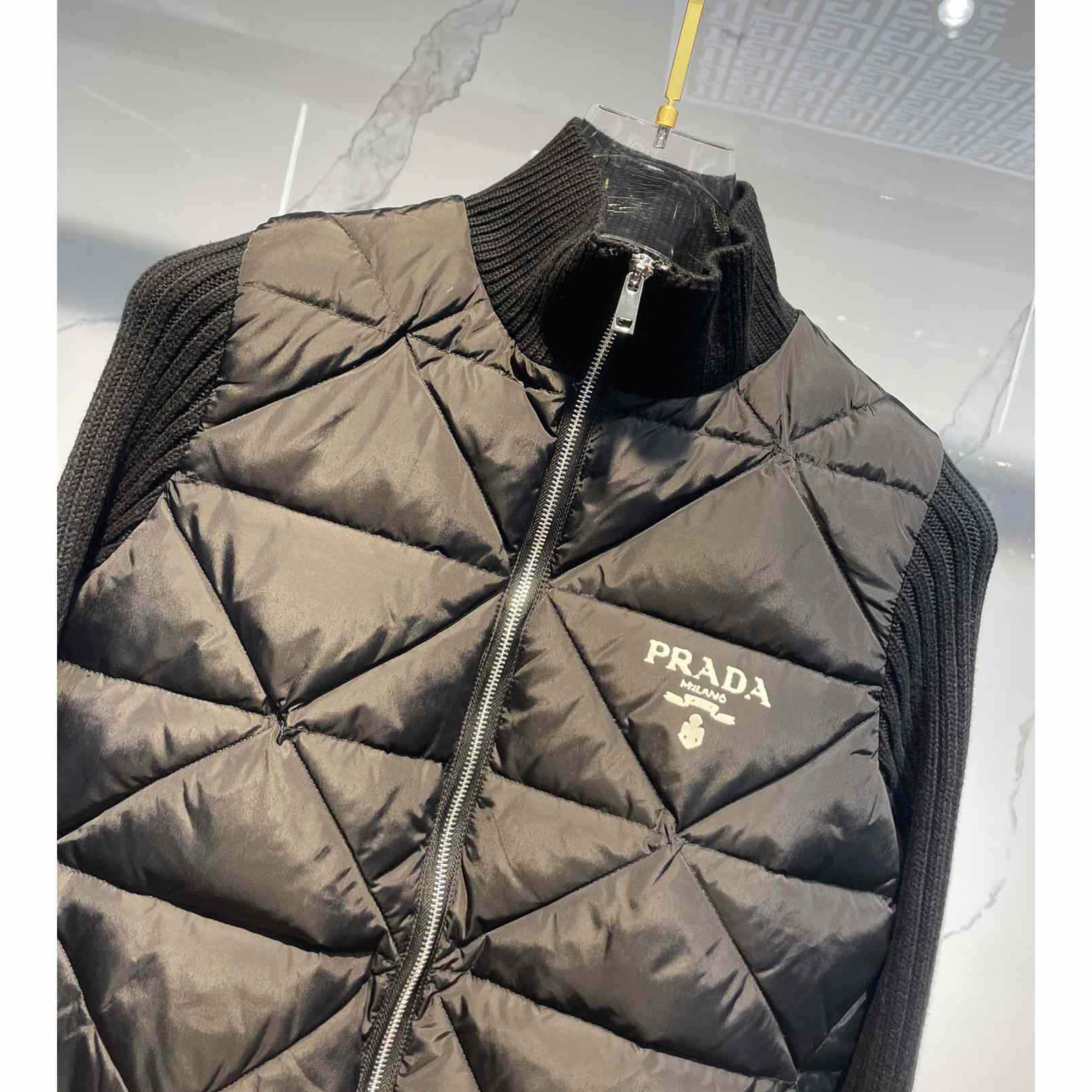 Prada Quilted Re-Nylon And Cashmere Jacket - FashionPlug