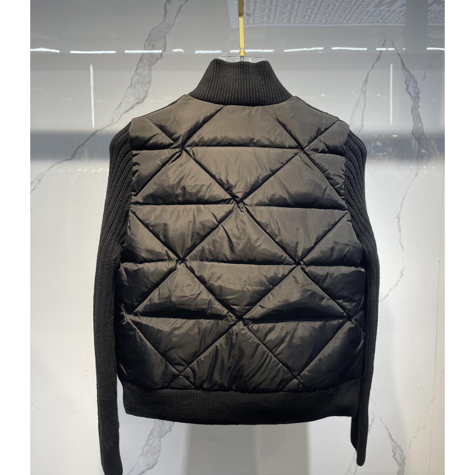 Prada Quilted Re-Nylon And Cashmere Jacket - FashionPlug