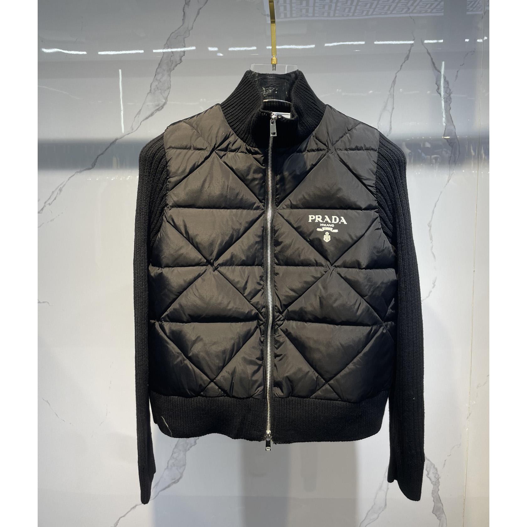 Prada Quilted Re-Nylon And Cashmere Jacket - FashionPlug