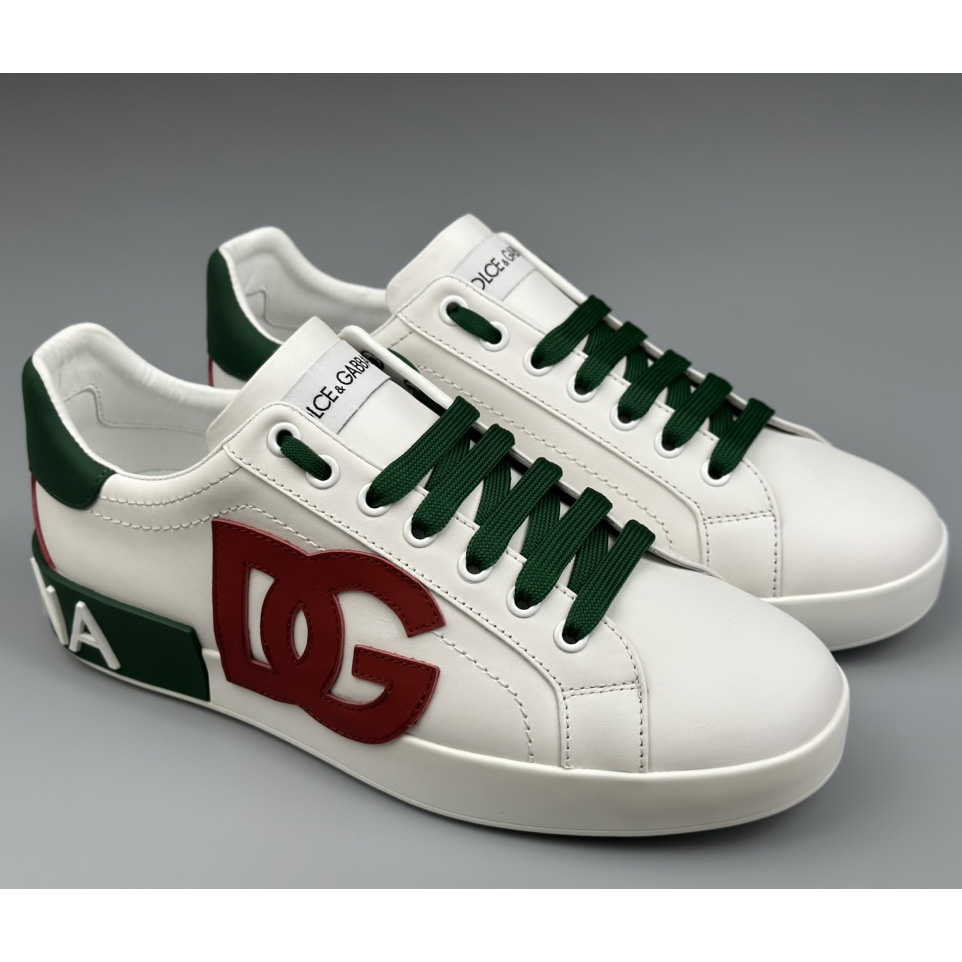 Dolce & Gabbana Calfskin Portofino Sneakers With DG Logo - FashionPlug