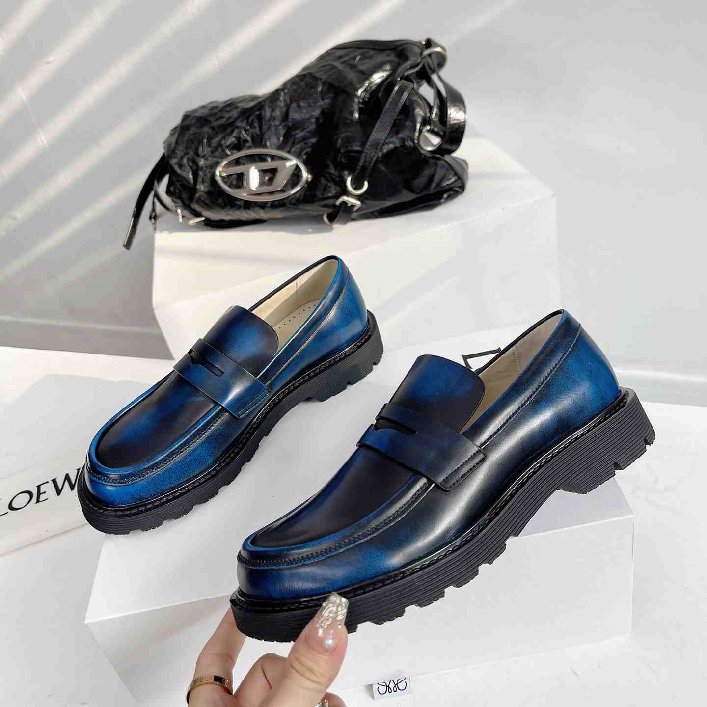 Loewe Blaze Loafer In Bicolour Brushed-off Calfskin - FashionPlug