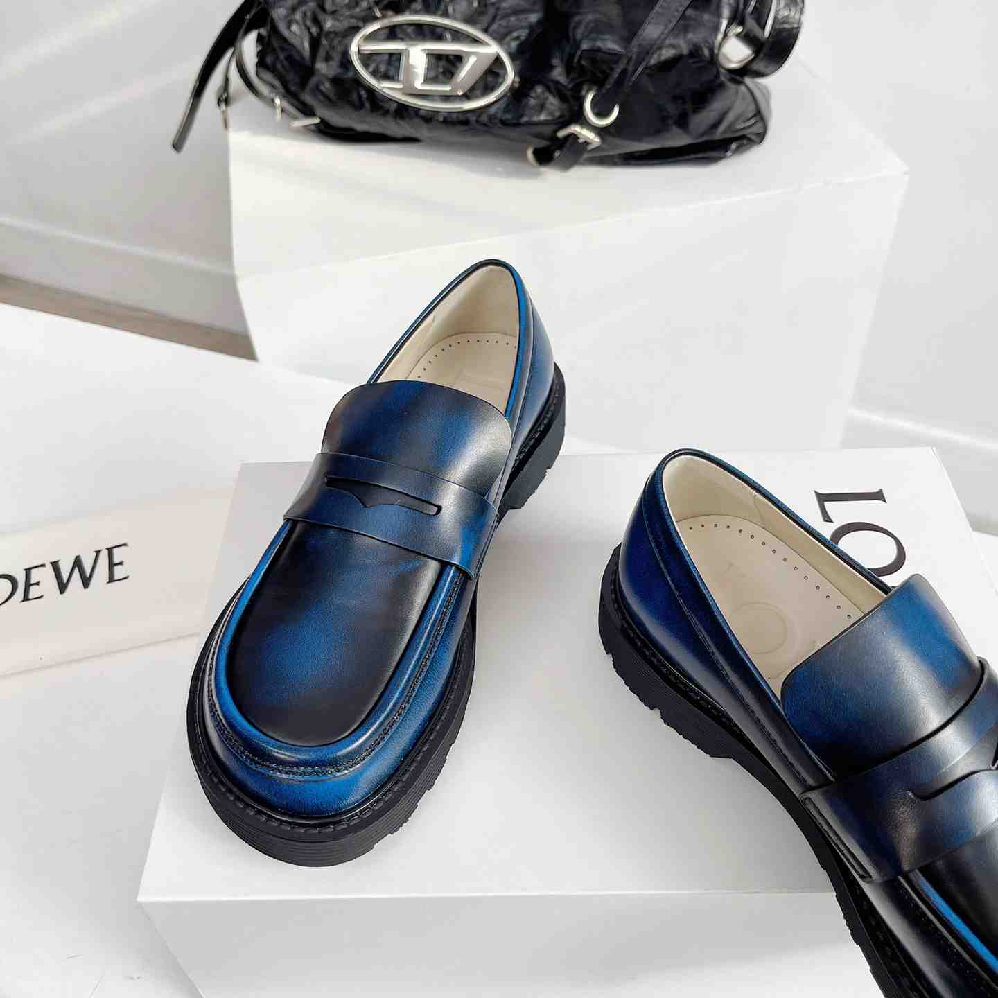 Loewe Blaze Loafer In Bicolour Brushed-off Calfskin - FashionPlug